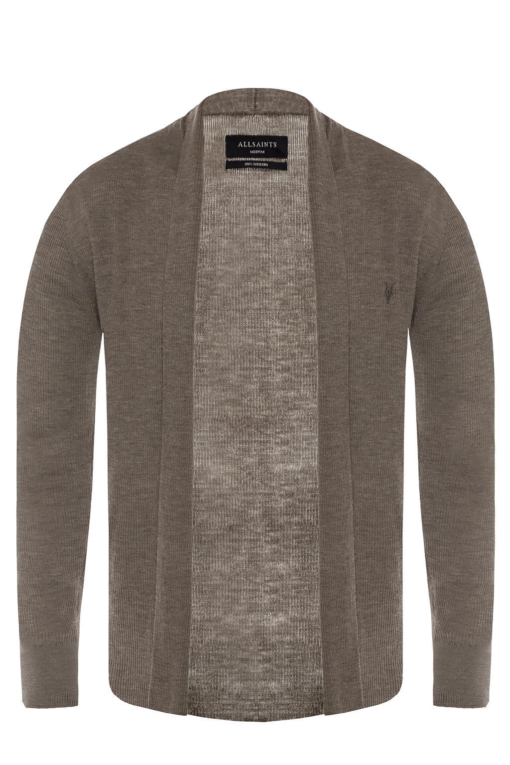 AllSaints Wool 'mode' Cardigan in Grey (Gray) for Men - Lyst