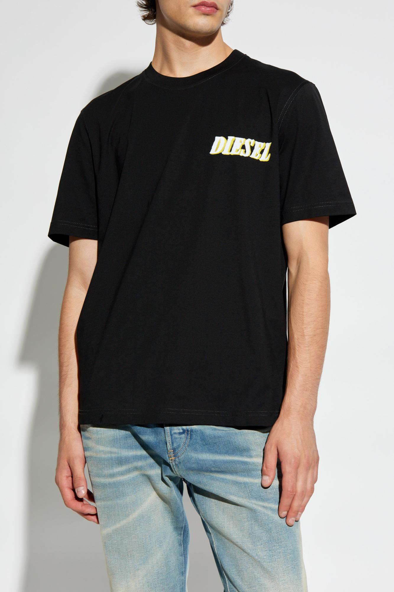 関税込【DIESEL】T Adjust K12 short sleeve T-shirt/Black/ロゴ DIESEL T-Shirt `T-Adjust-K12` in Black for Men | Lyst