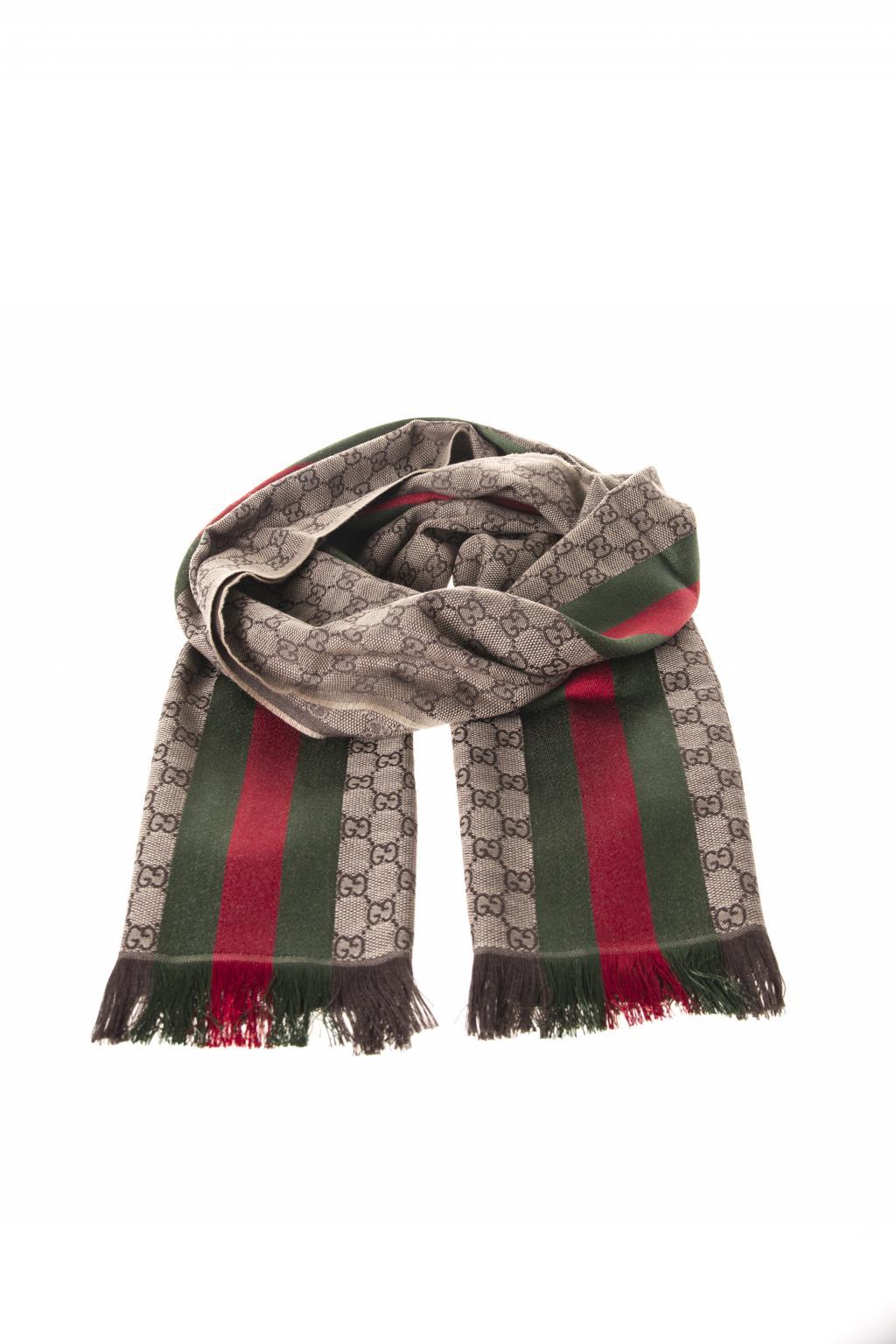 Gucci Wool 'GG' Pattern Scarf in Brown for Men - Lyst