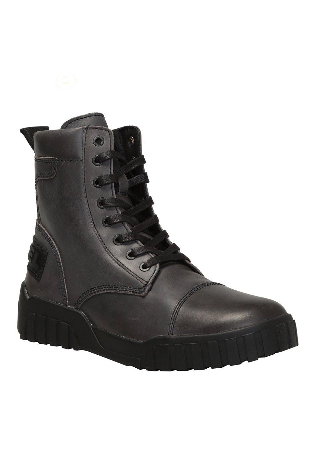 DIESEL Leather 'hrua' Ankle Boots With Logo in Grey (Gray) for Men Lyst