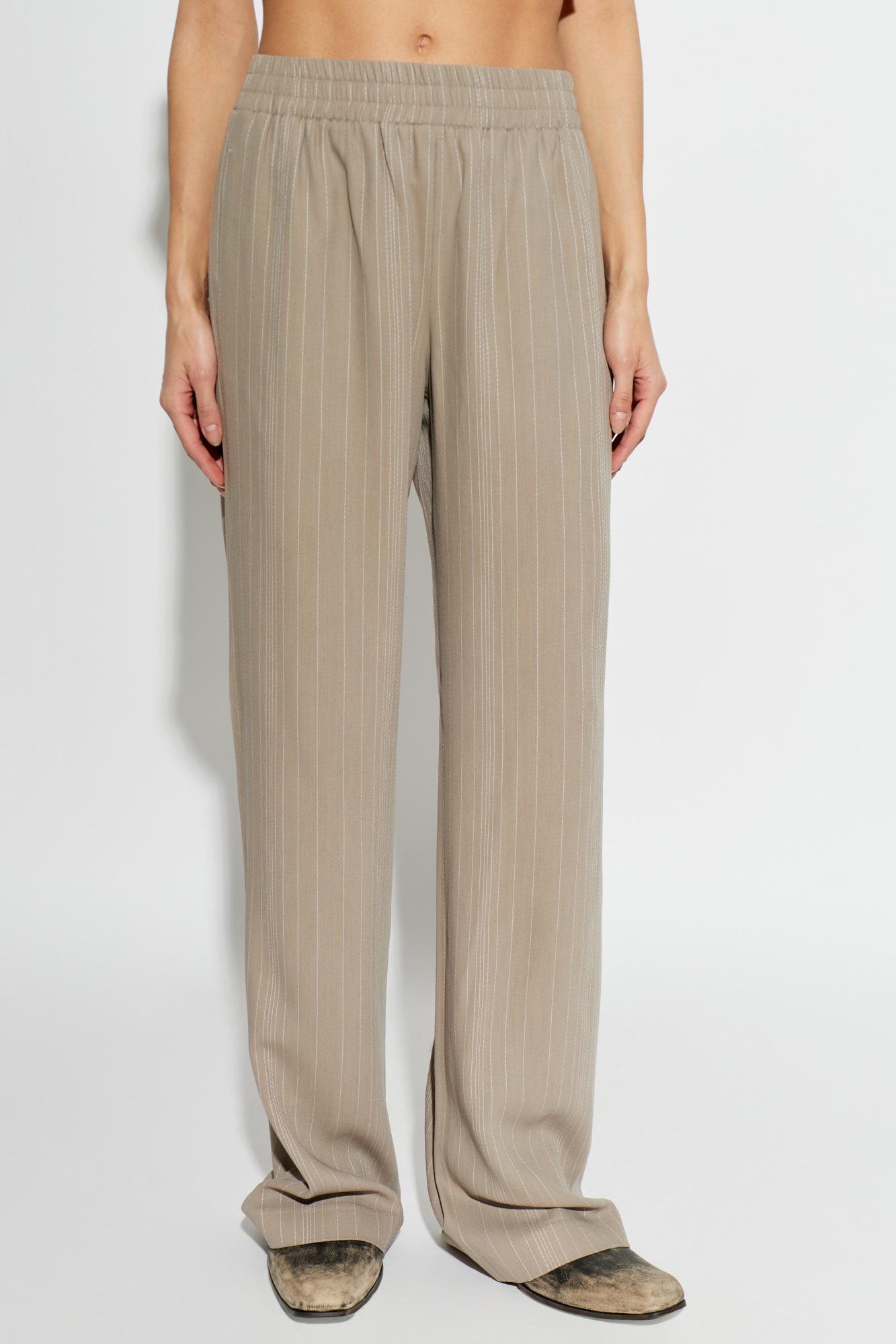 Golden Goose Striped Pattern Trousers in Natural | Lyst