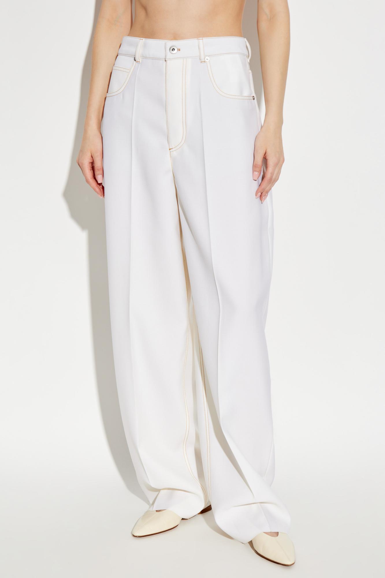 パンツ BOTTEGA VENETA White Wool Pant Bottega Veneta - White Soft Curved Shape Denim Pant