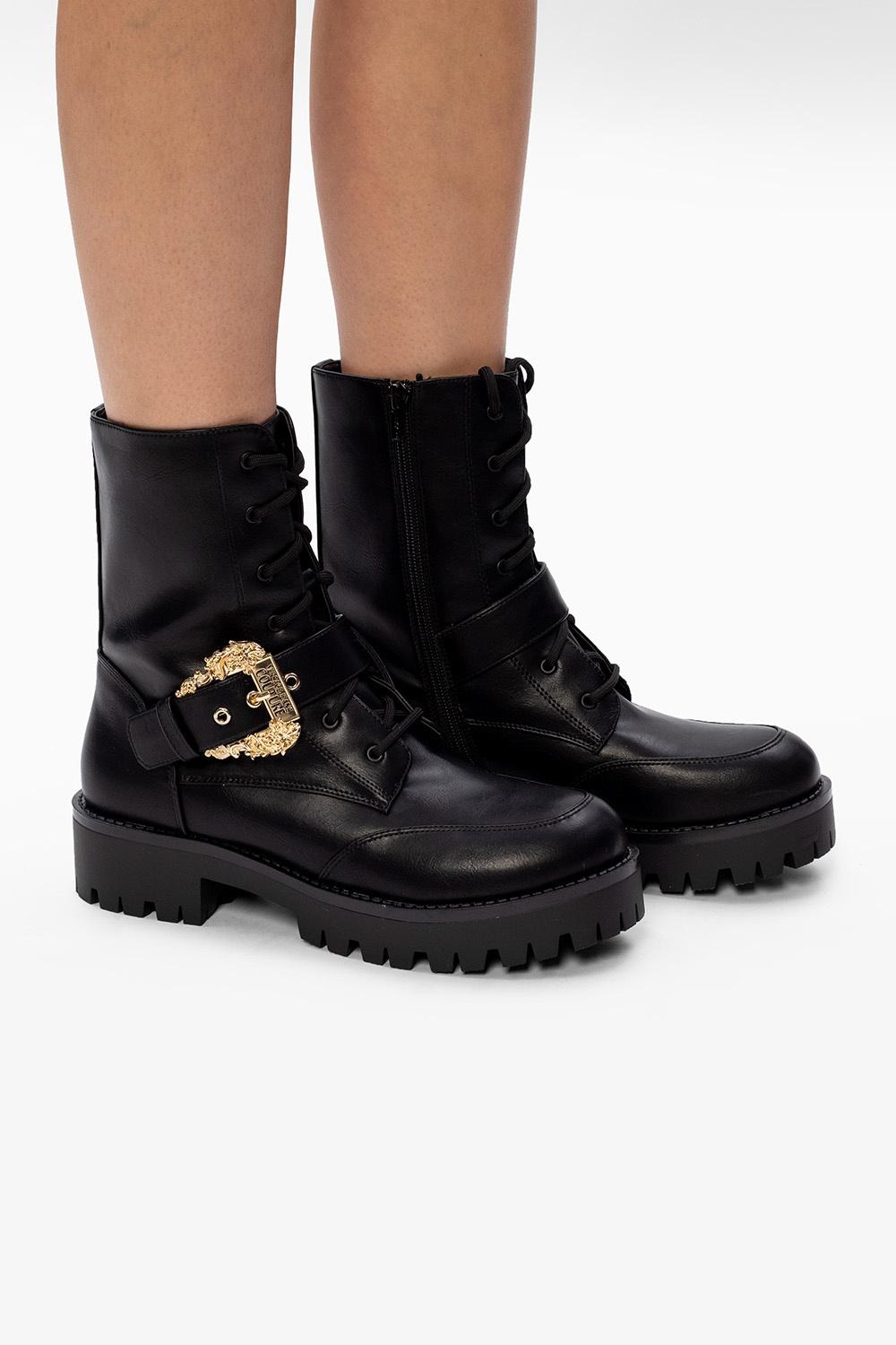 Versace Jeans Denim Ankle Boots With Logo Black - Lyst