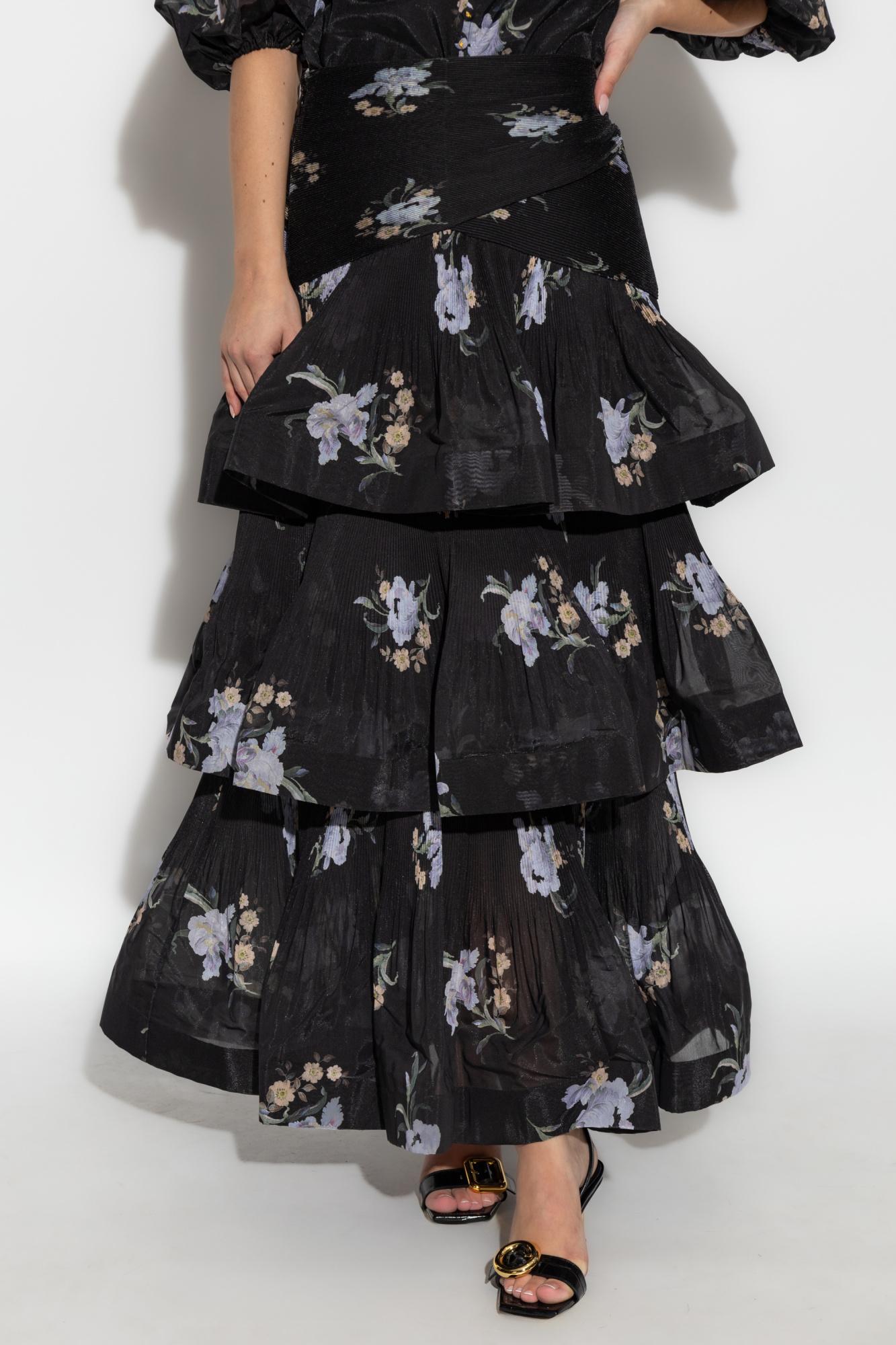 Zimmermann Skirt With Ruffles in Black | Lyst