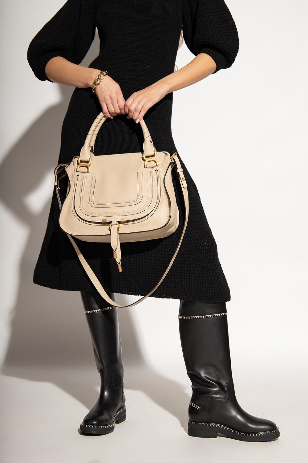 Chloé Leather 'marcie Medium' Shoulder Bag in Beige (Black) Lyst
