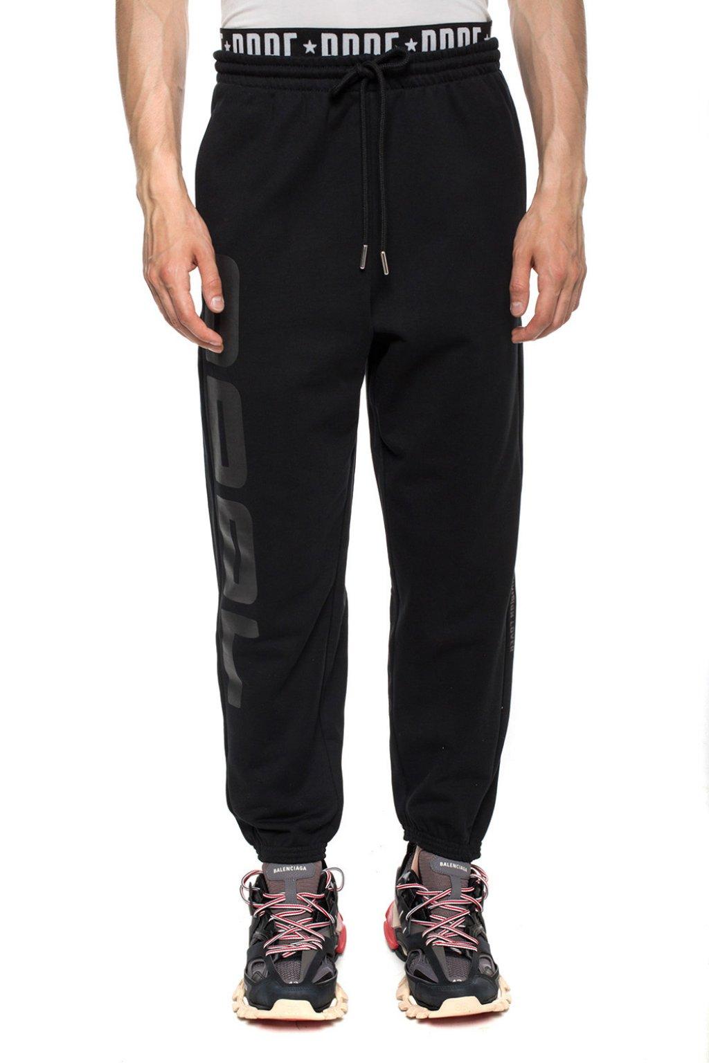 DIESEL Cotton Printed Sweatpants in Black for Men - Lyst