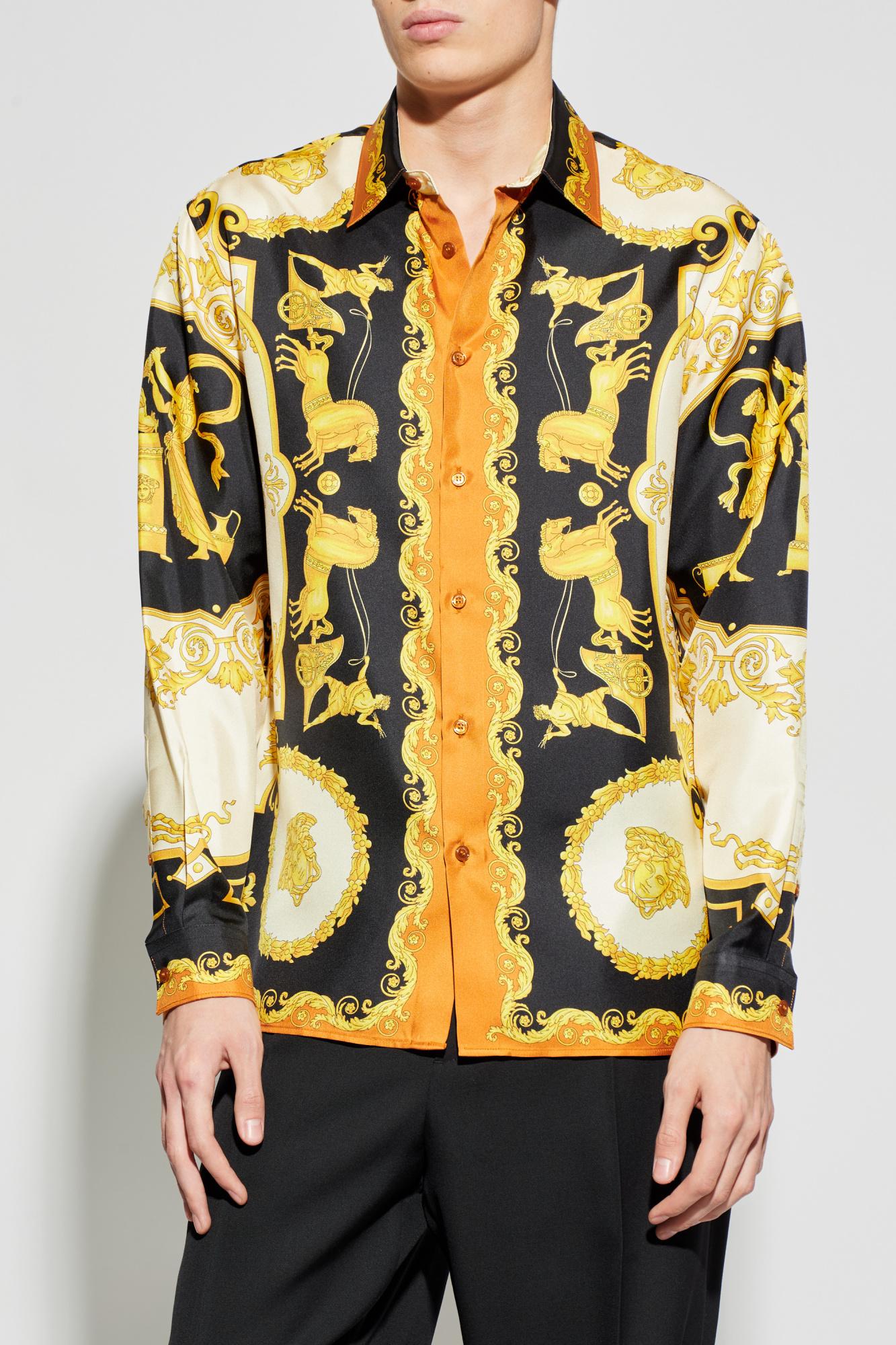 versace black and gold dress shirt Old West Men's 8556 Black/Gold Floral Fashion Snap Shirt – Gavel Western  Wear main image 1