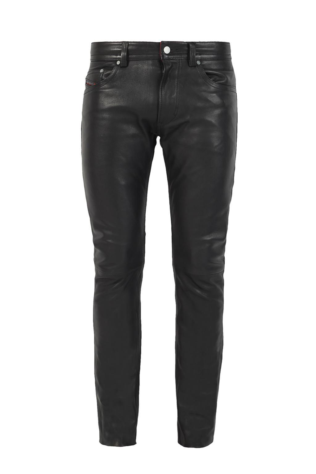 DIESEL 'thavar' Leather Trousers in Black for Men | Lyst