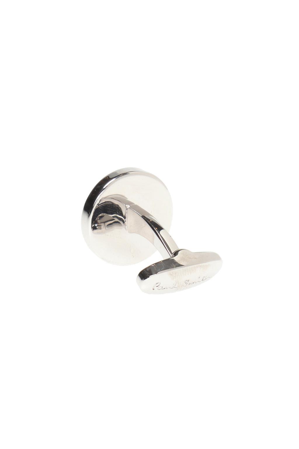 Paul Smith Silver And Multicolor Logo Cufflinks in Metallic for Men