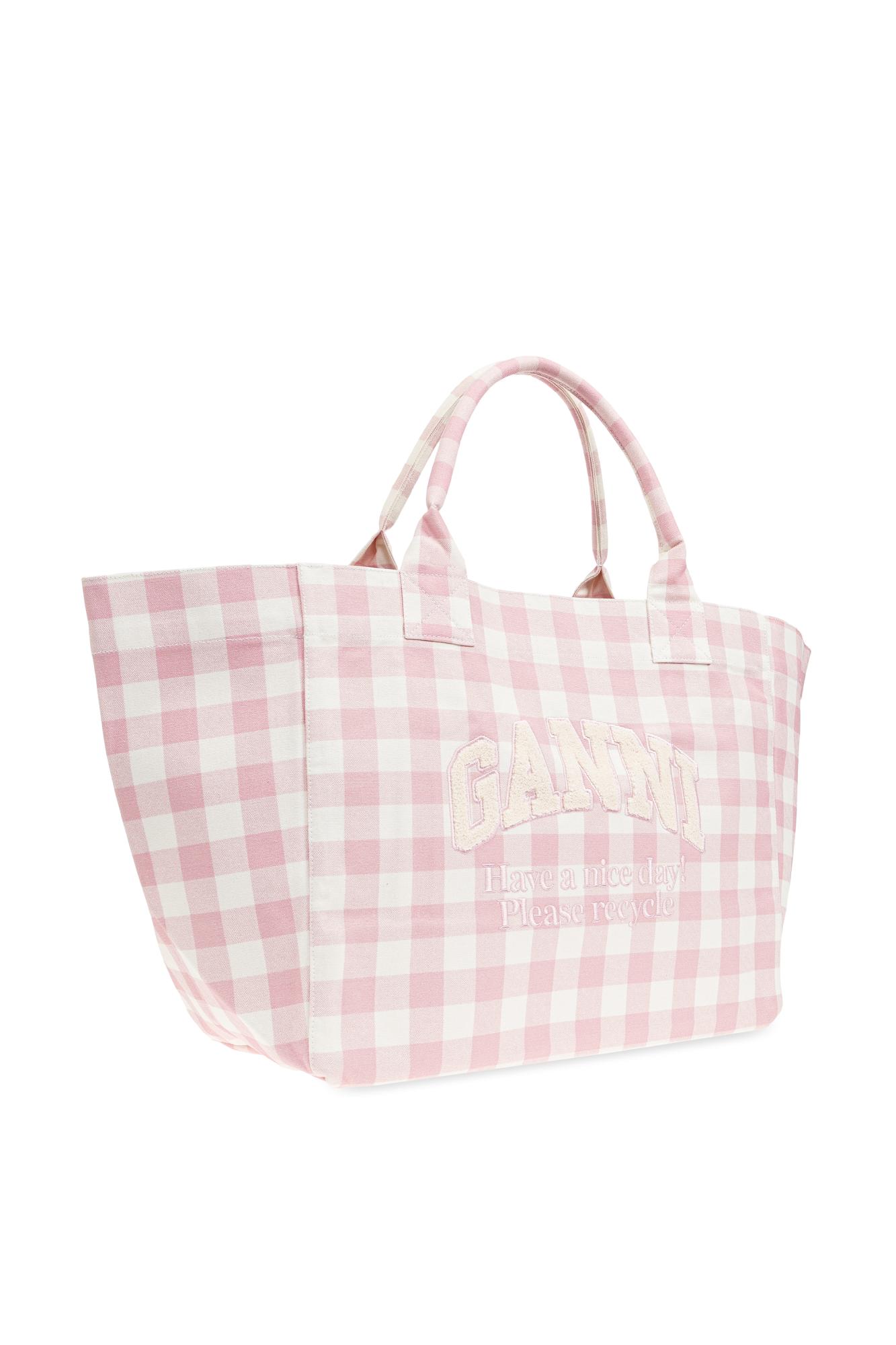 Ganni ■ Shopper Xxl Vichy - Light Pink 【 残りわずか】 ganni-PINK-Vichy-Xxl-Shopper-