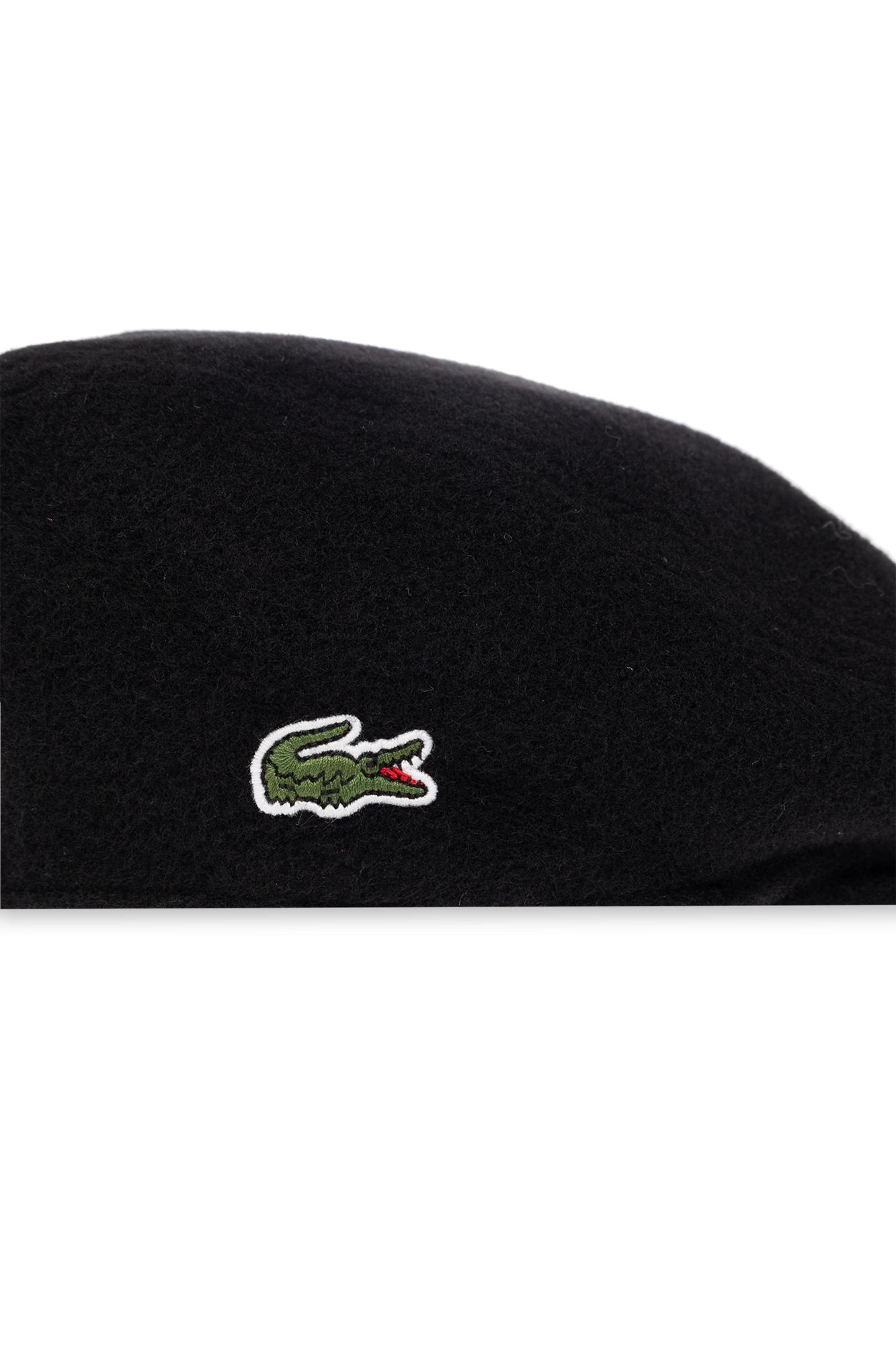 Lacoste Wool Flat Cap in Black | Lyst UK