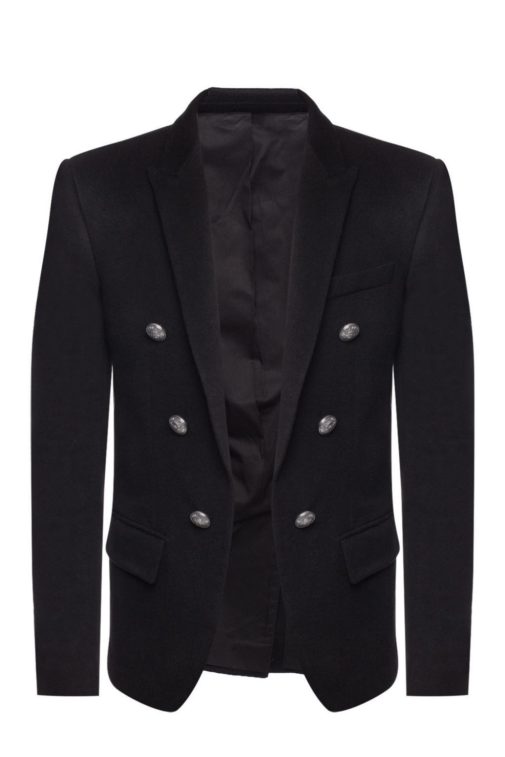 Balmain Cashmere Blazer With Decorative Buttons in Black for Men - Lyst