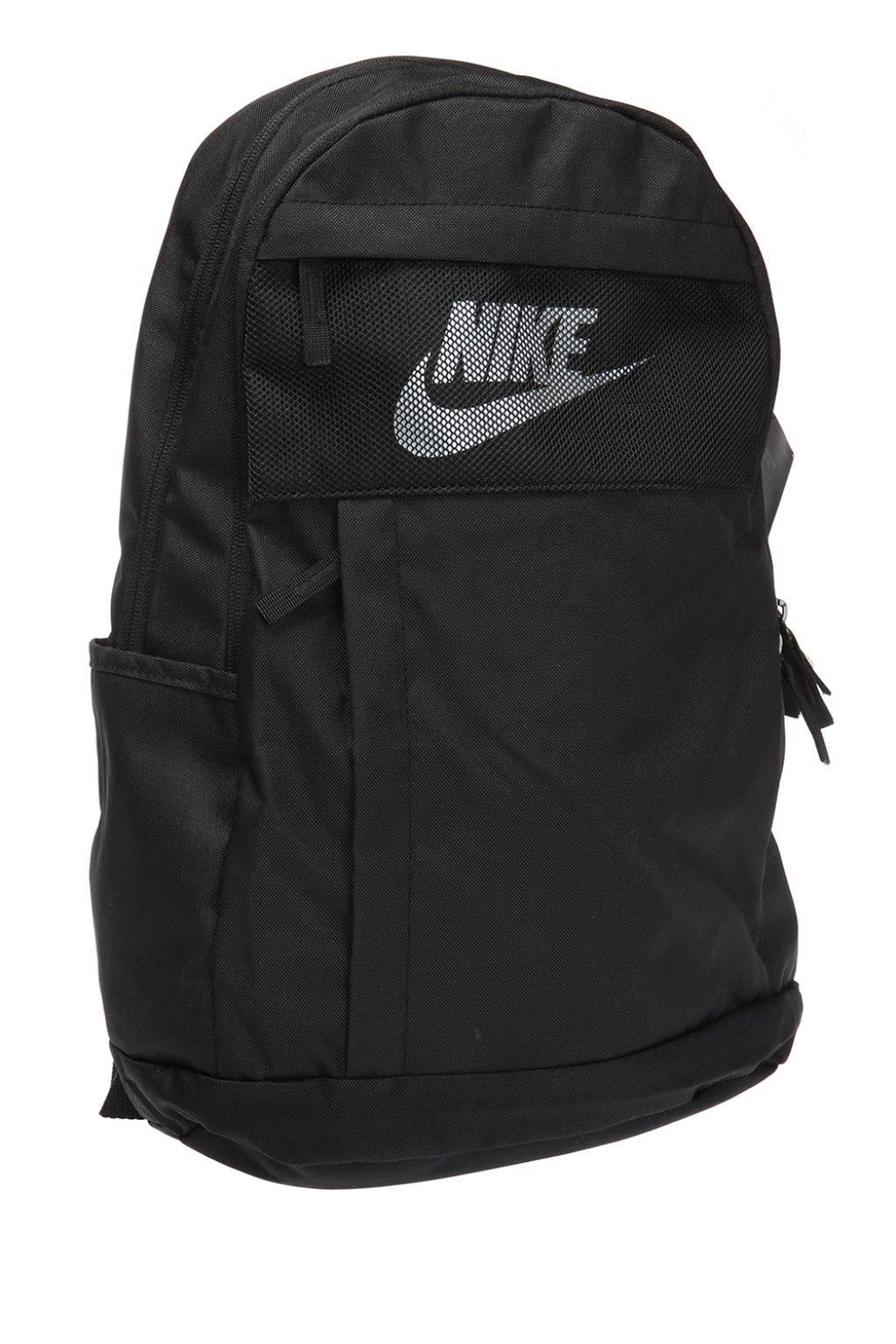 black branded backpack