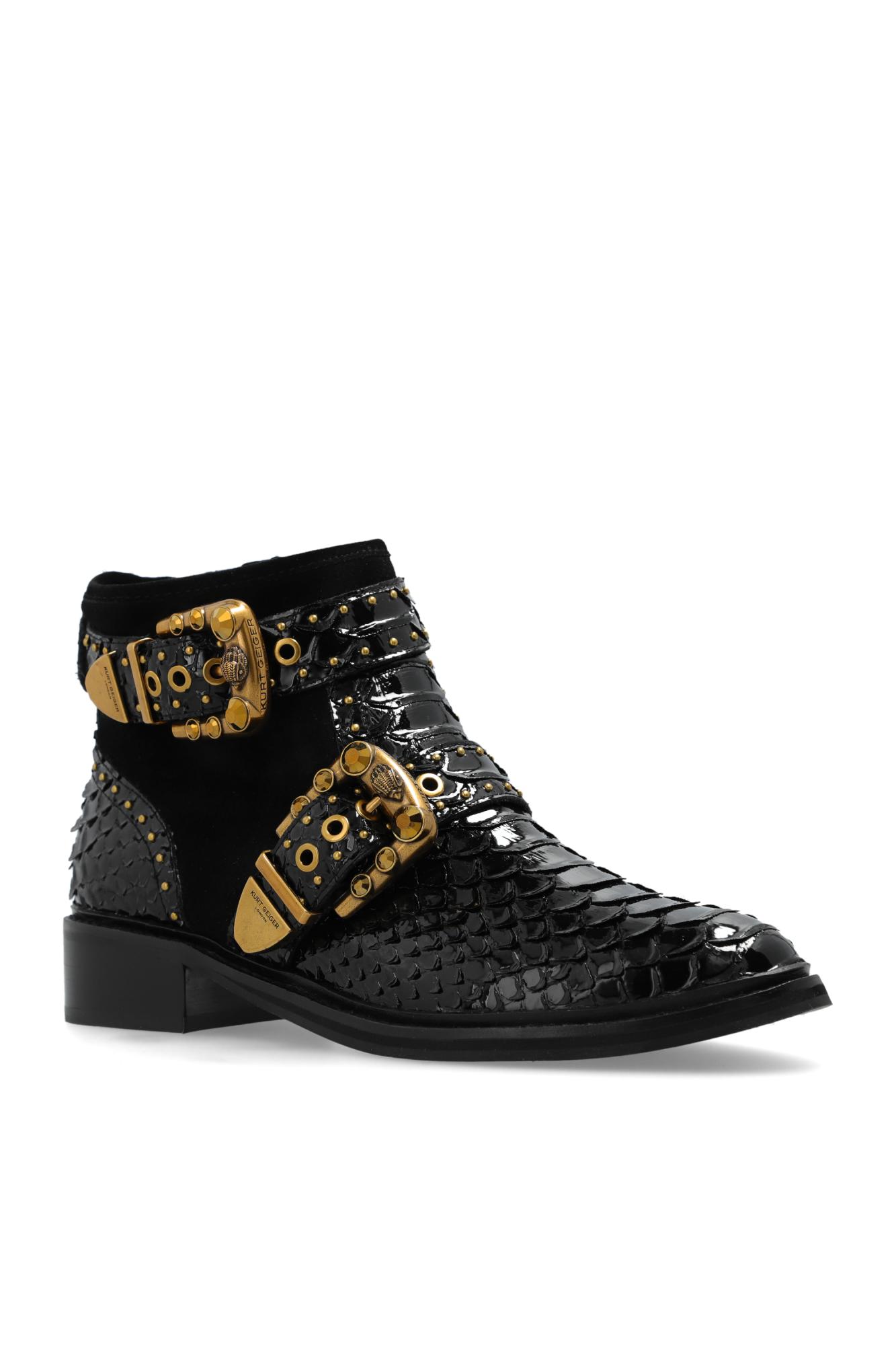 Kurt geiger black studded ankle boots deals