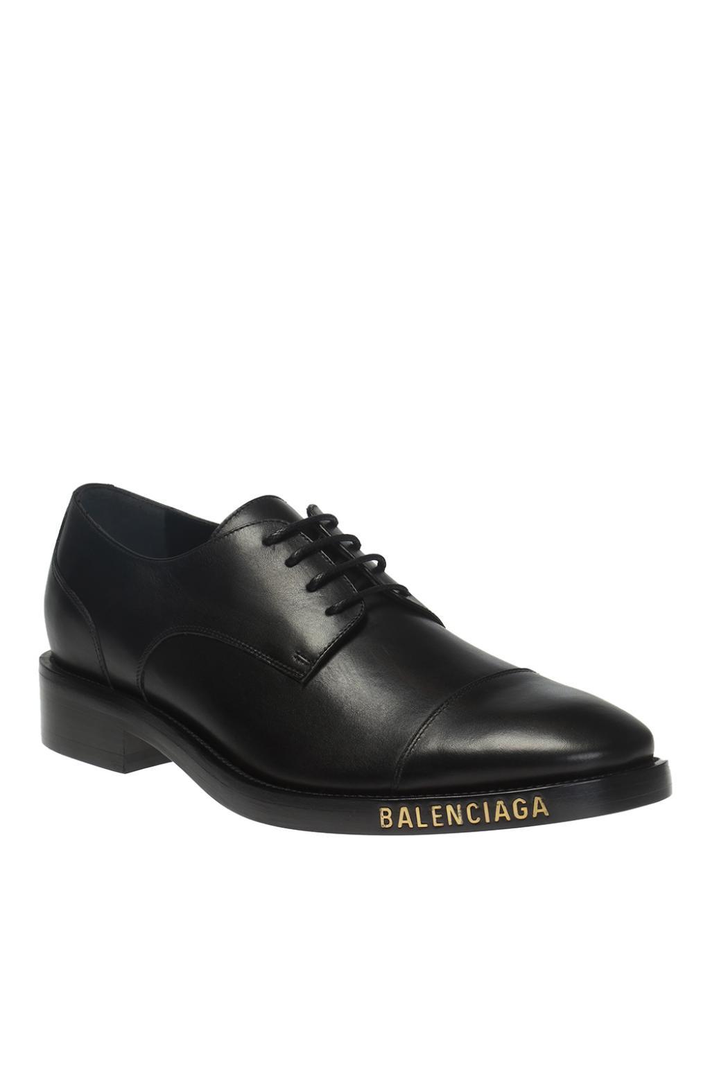 Balenciaga Leather Derby Shoes With Logo in Black for Men | Lyst