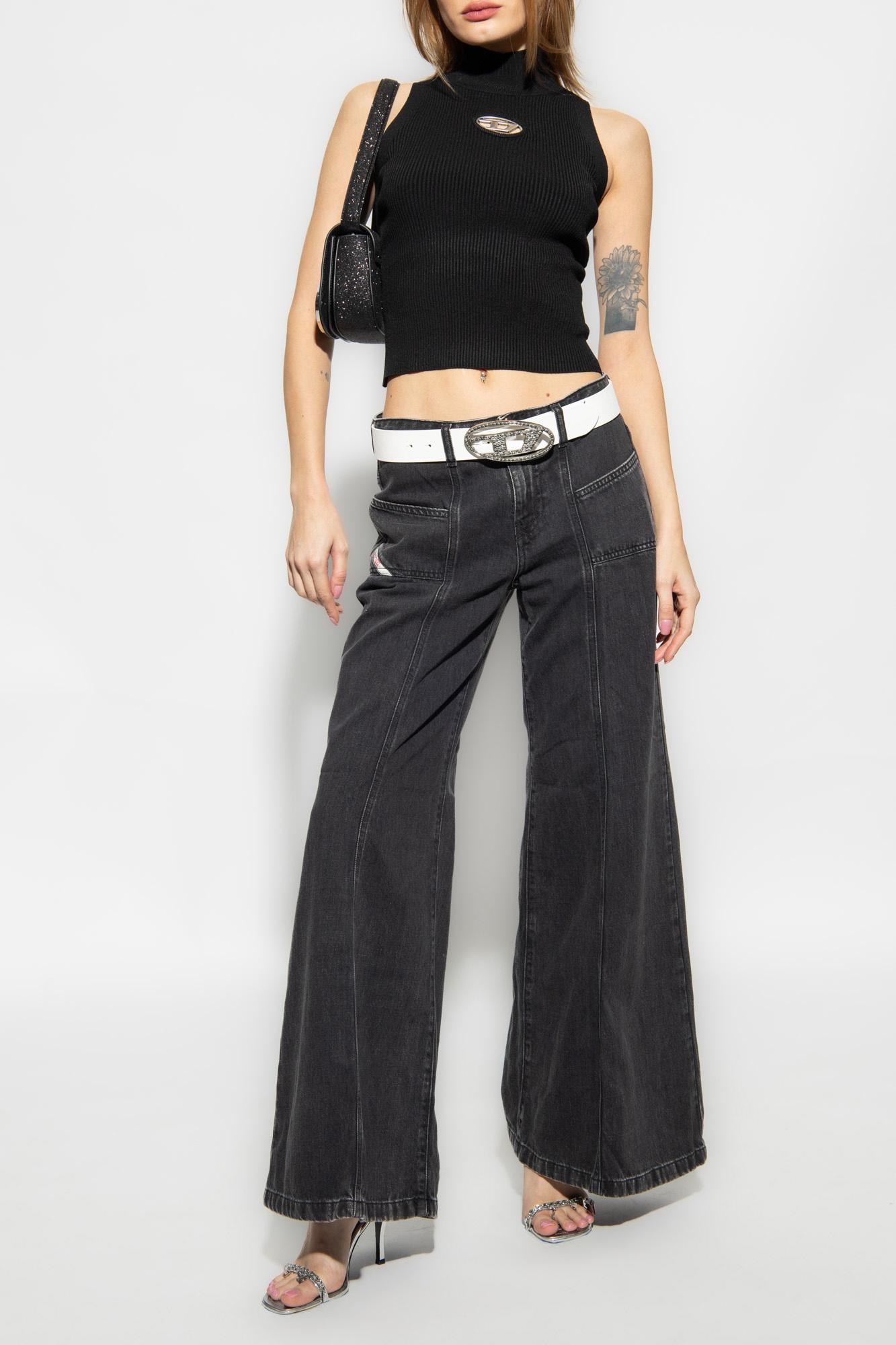 DIESEL D-akii 068hn Flared Bootcut Jeans in Black | Lyst