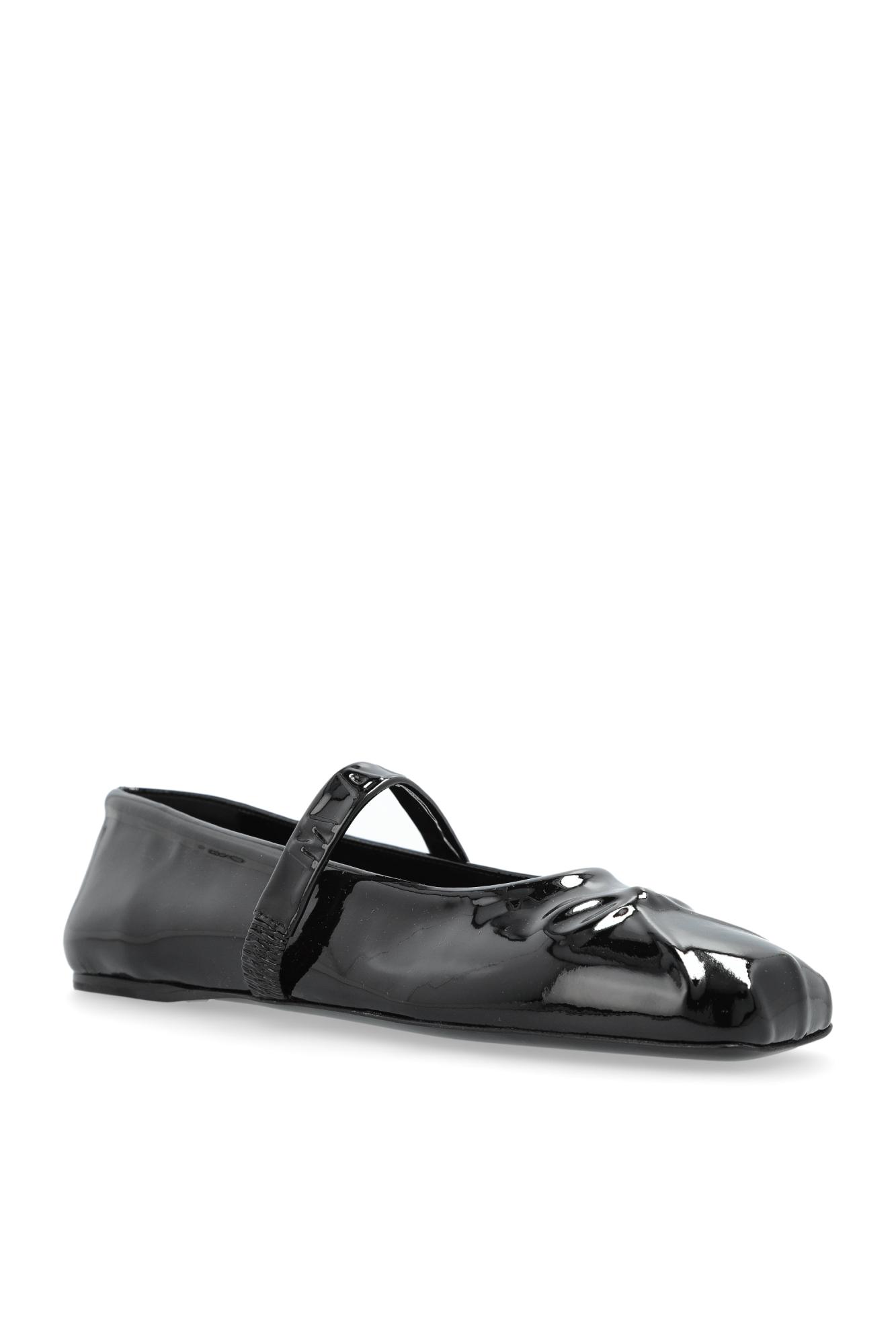 フラットシューズ Marni Dancer Black Leather Ballerinas Marni Womens Black Dancer Square-toe Leather Ballerina Flats