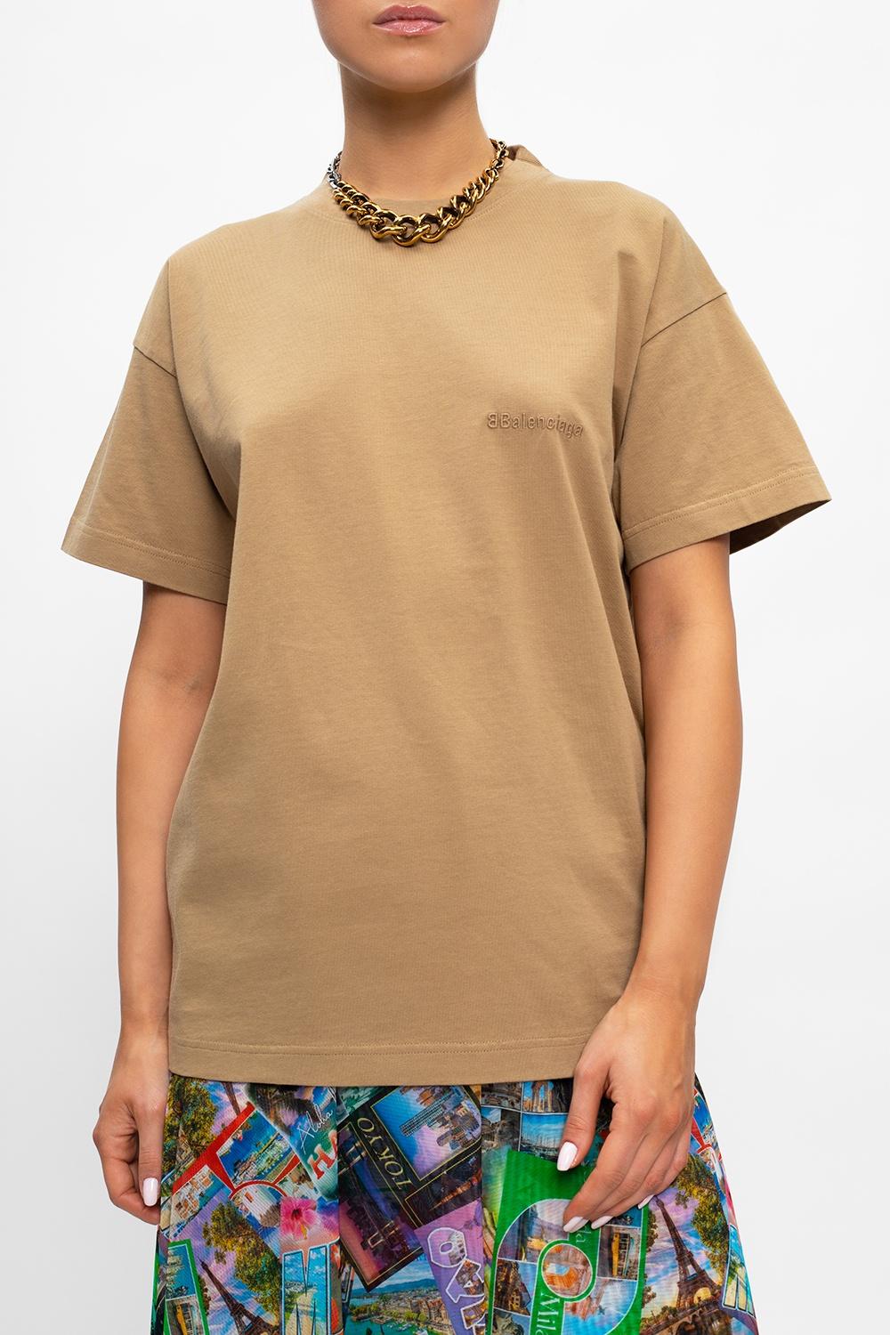Balenciaga Cotton Logo T-shirt in Brown 