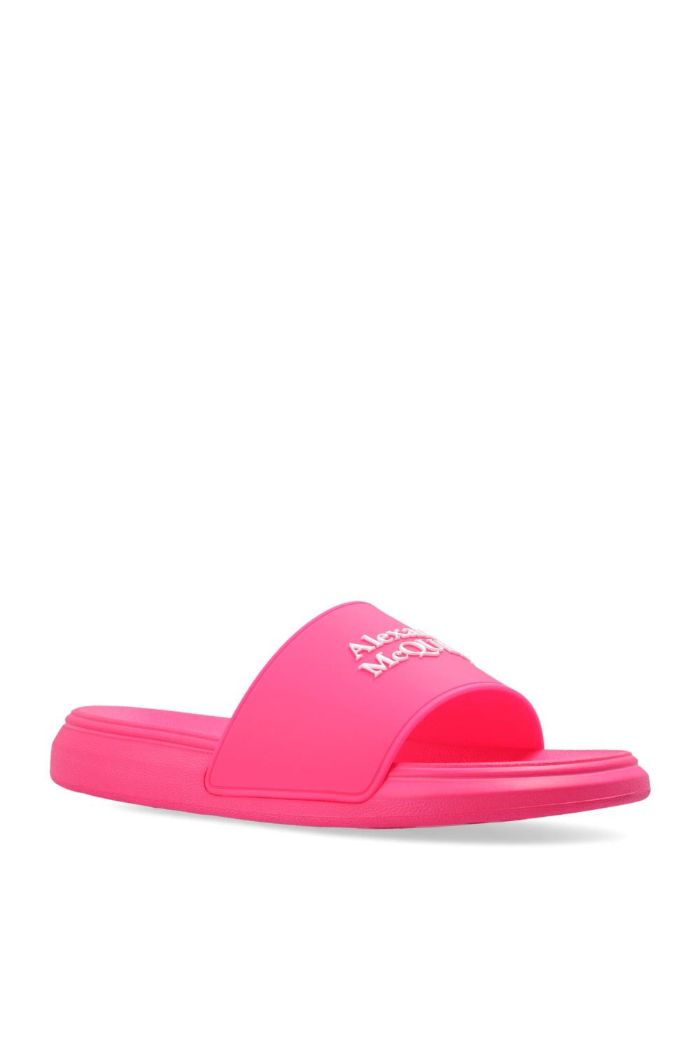 Alexander McQueen Rubber Slides With Logo in Pink | Lyst