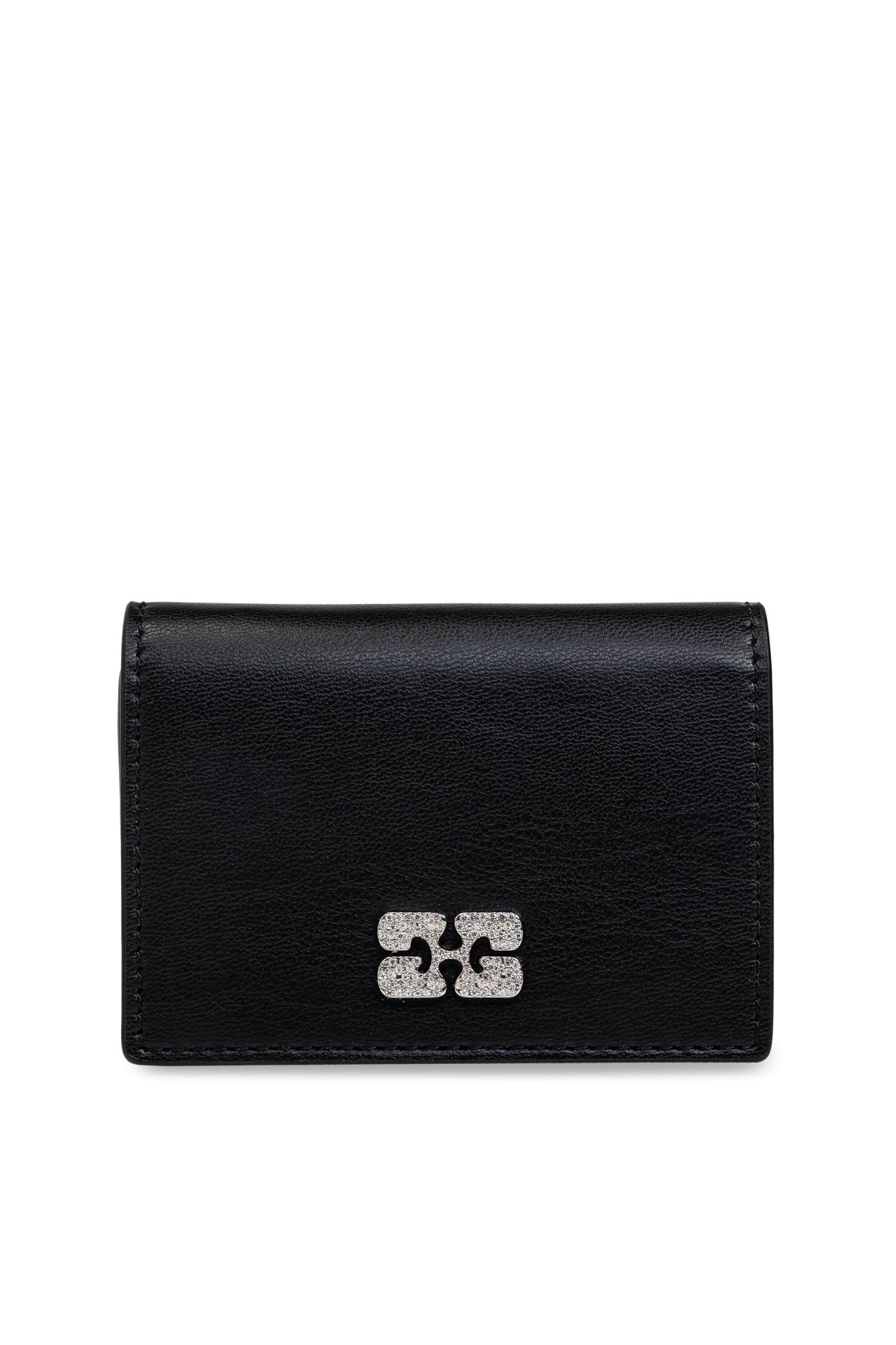 【GANNI】 COMPACT WALLET ブラック GANNI Women's Compact Zip Around Wallet in Black GANNI