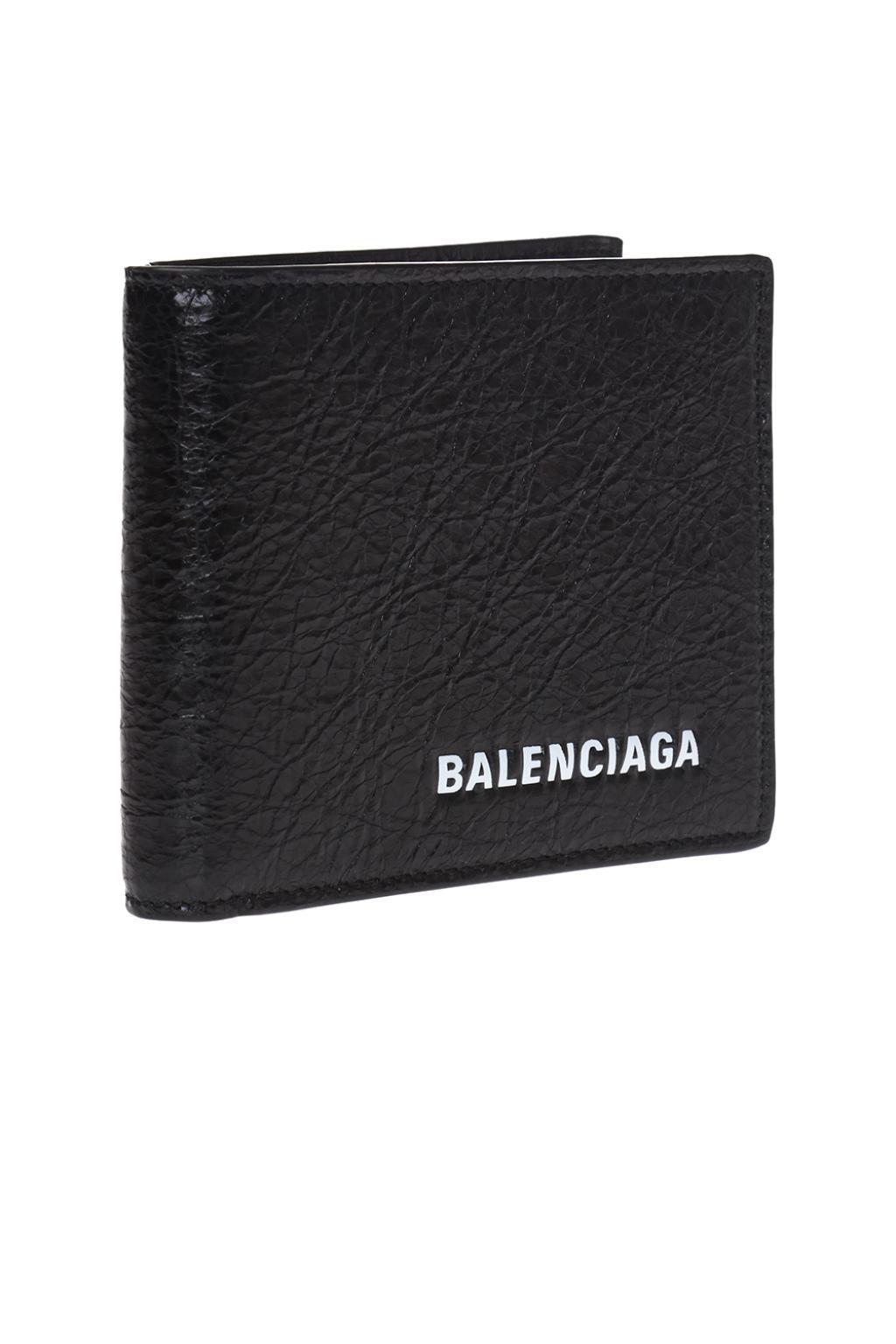 Balenciaga Arena Logo-print Creased-leather Billfold Wallet in Black