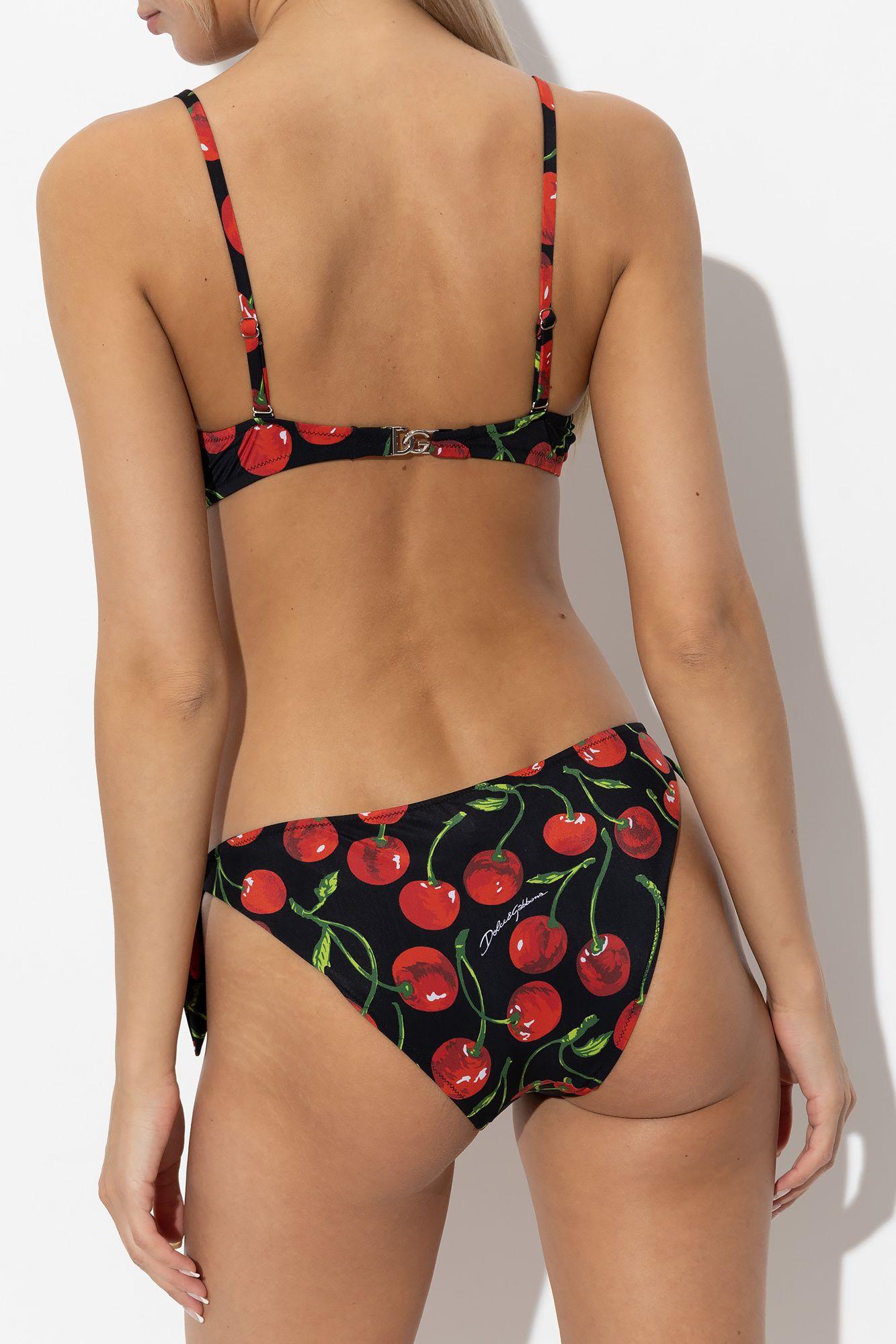 Dolce & Gabbana Bikini With Cherry Print in White | Lyst