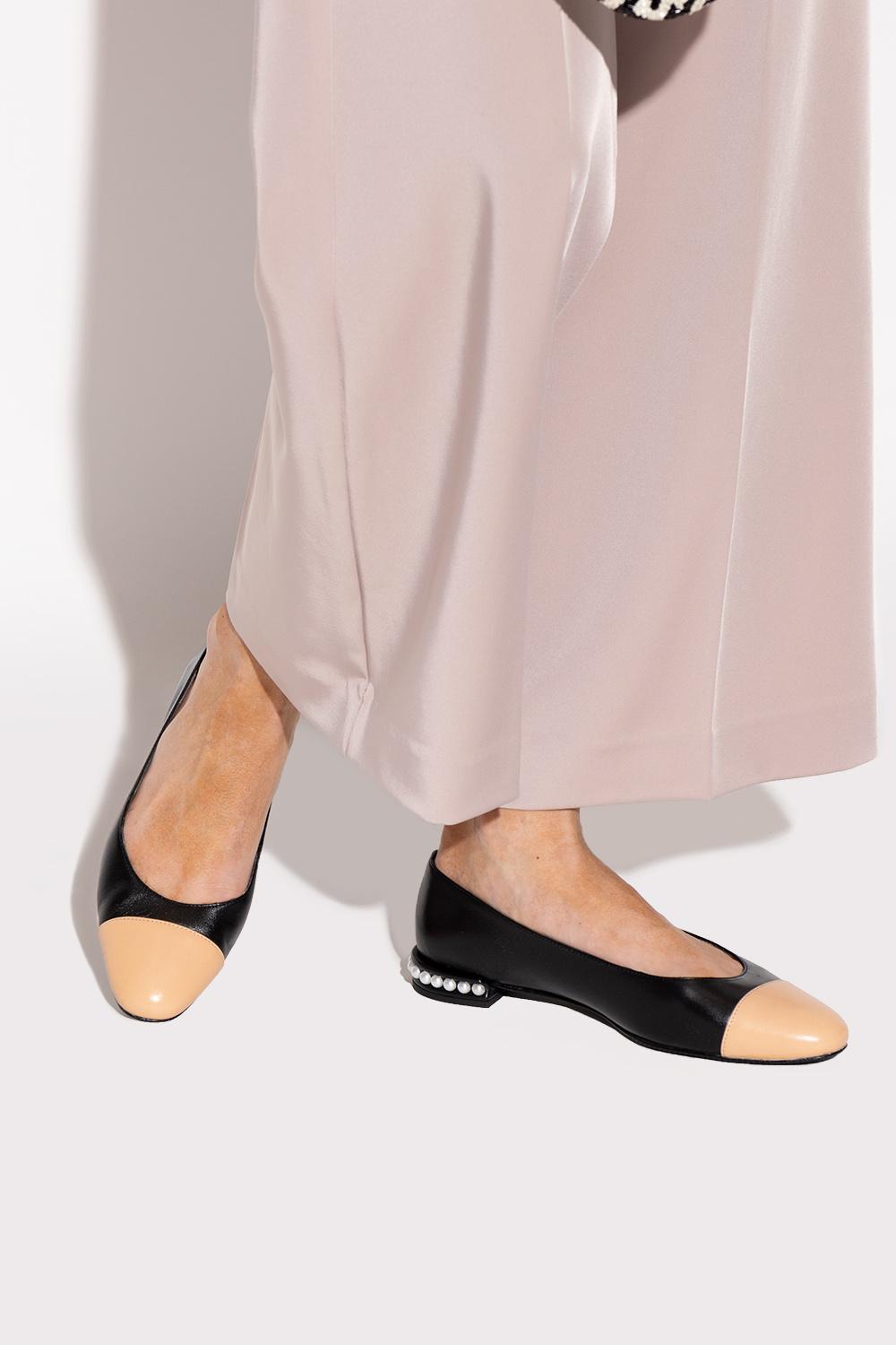 Stuart Weitzman Pearl Leather Ballet Flats In Black Lyst