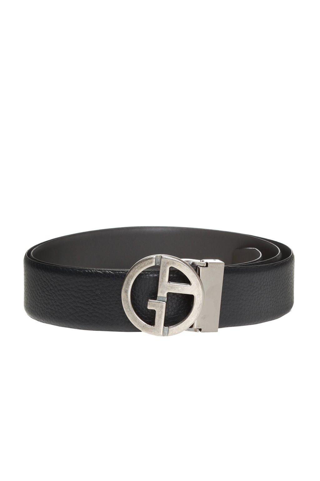 Armani Branded Leather Belt in Black for Men Lyst