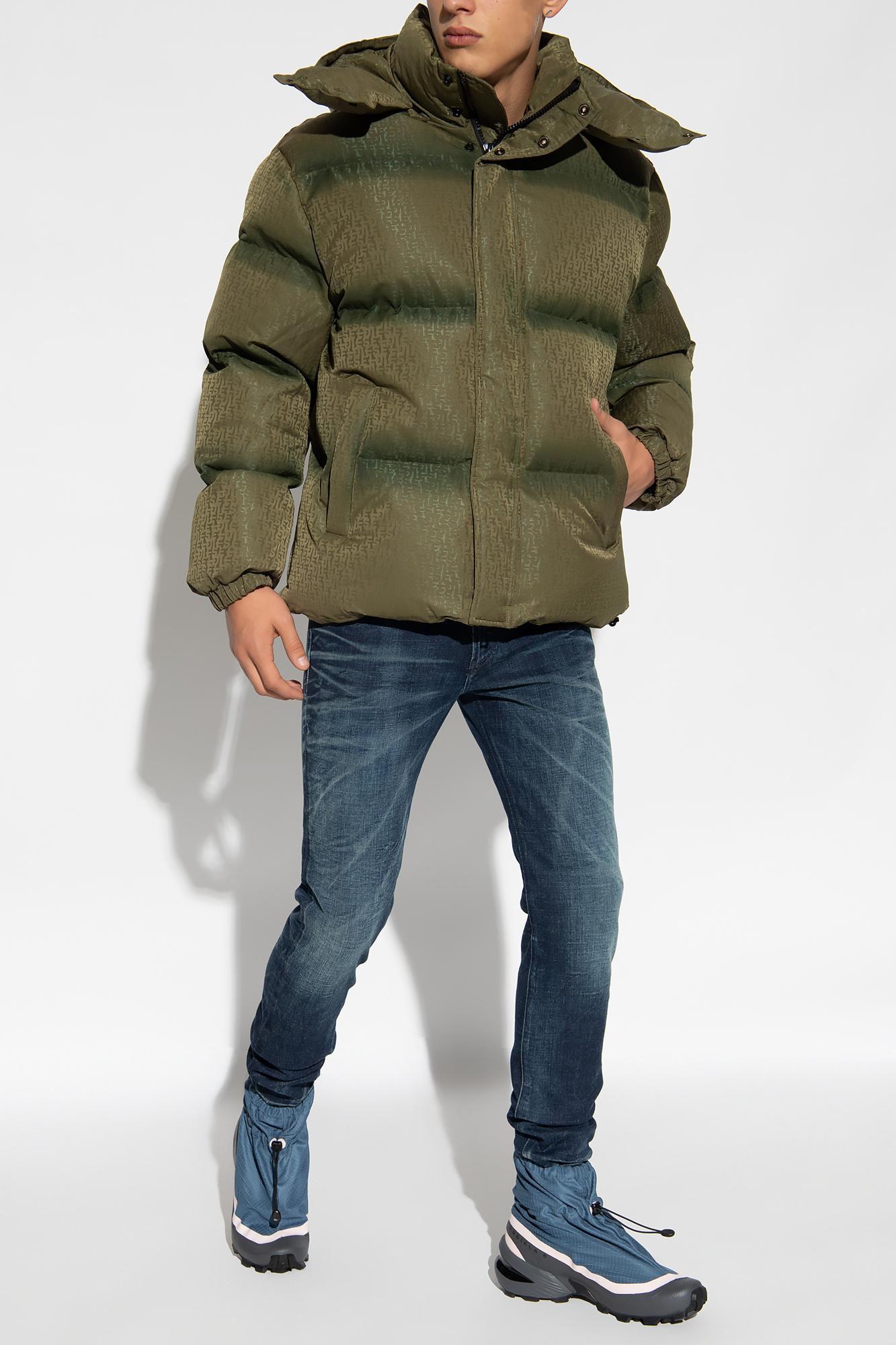 DIESEL Puffer Jacket With Detachable Hood in Green for Men | Lyst