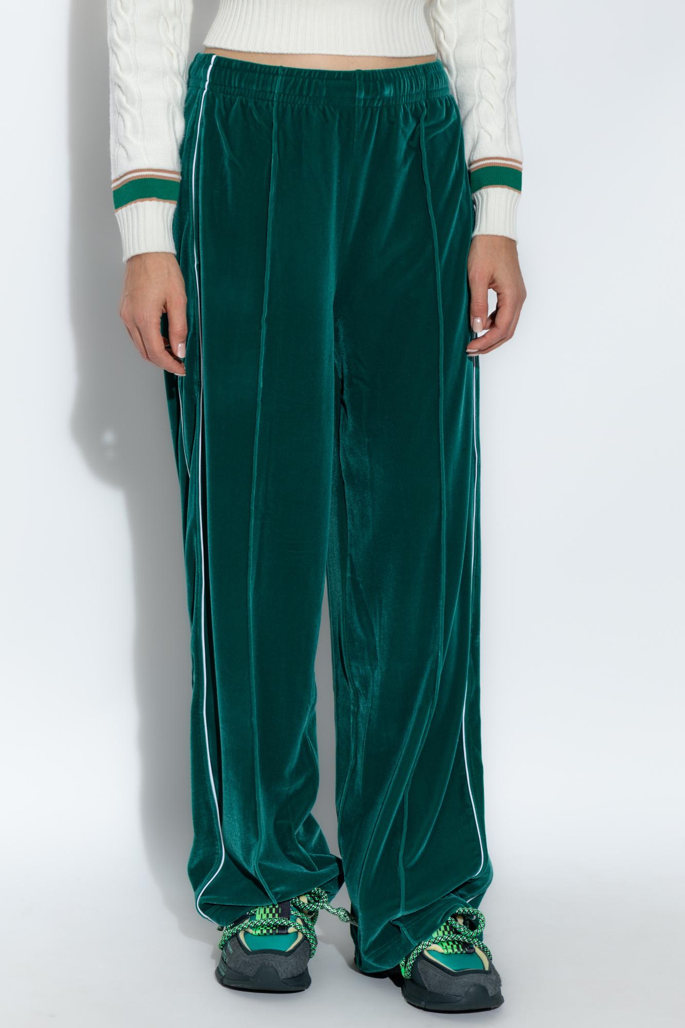 Lacoste Velour Trousers in Green | Lyst