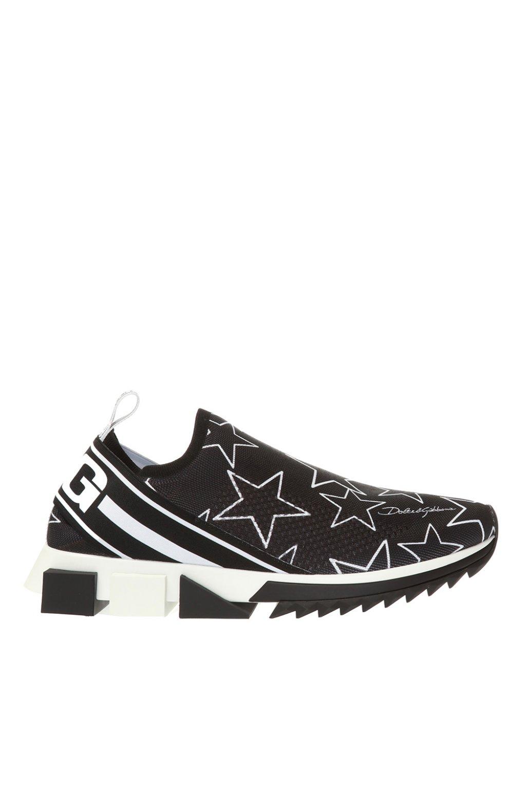 Dolce Gabbana Mixed Star Print Sorrento Sneakers In Stretch Knit