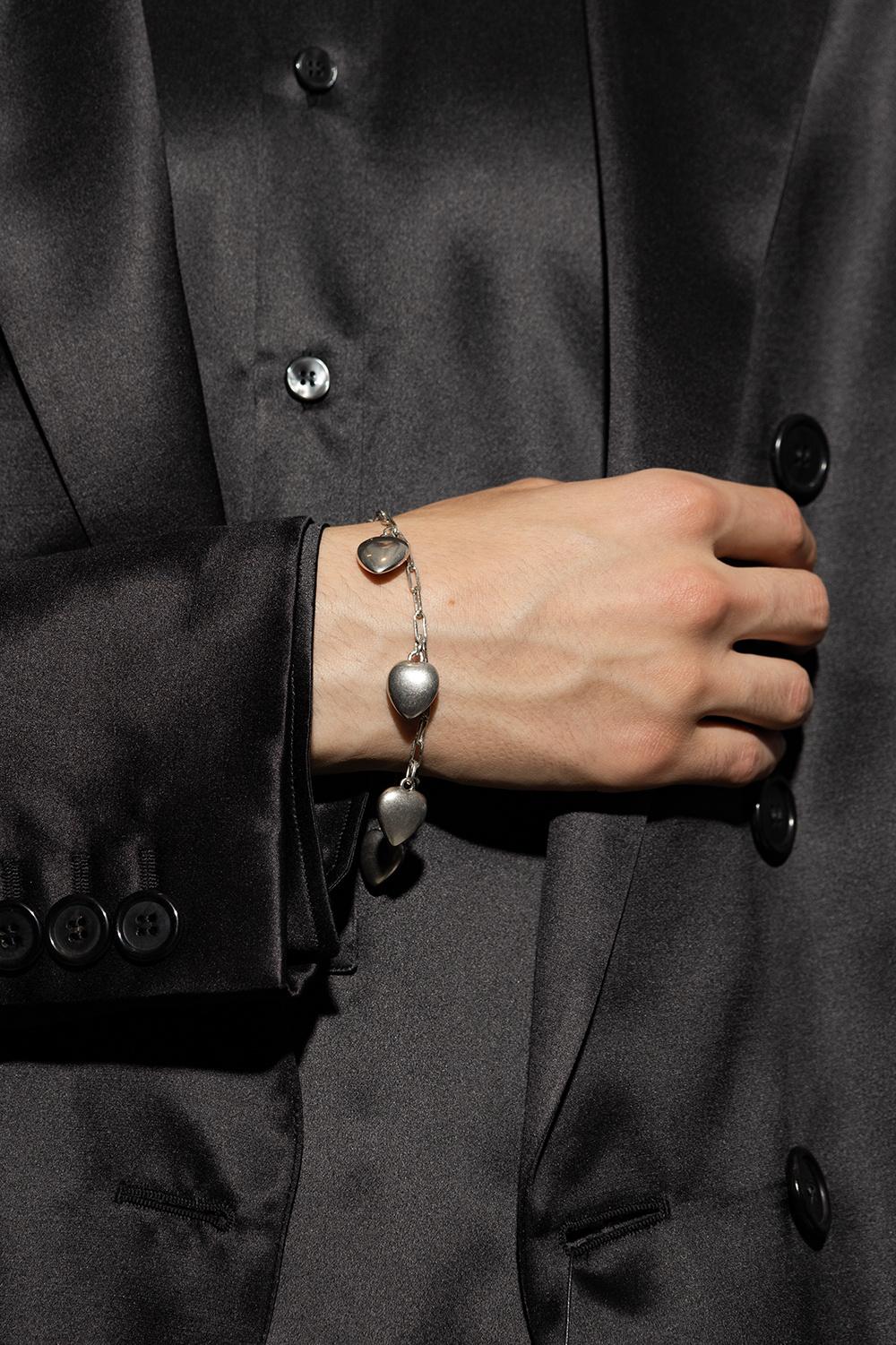 White Mens Bracelets Saint Laurent Bracelets for Men Saint Laurent Hammered Brass Arm Cuff in Silver 