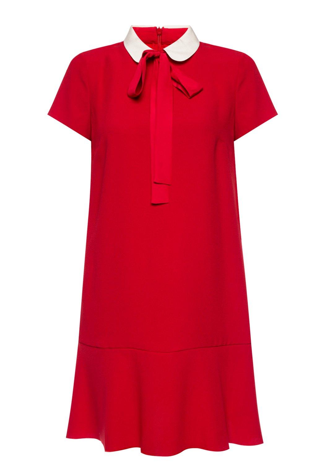 RED Valentino Synthetic Dress With Collar in Red - Lyst