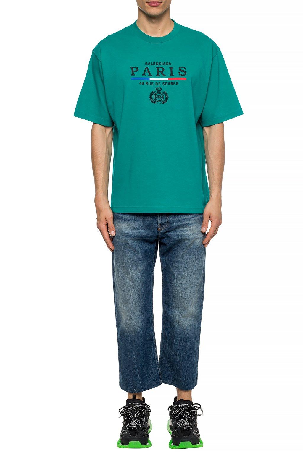 balenciaga green logo t shirt