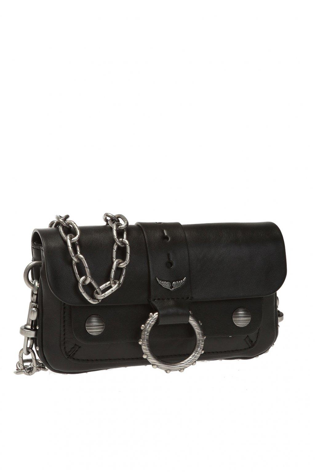 Zadig & Voltaire X Kate Moss Black Wallet On Silver Chain Bag NWT BLACK