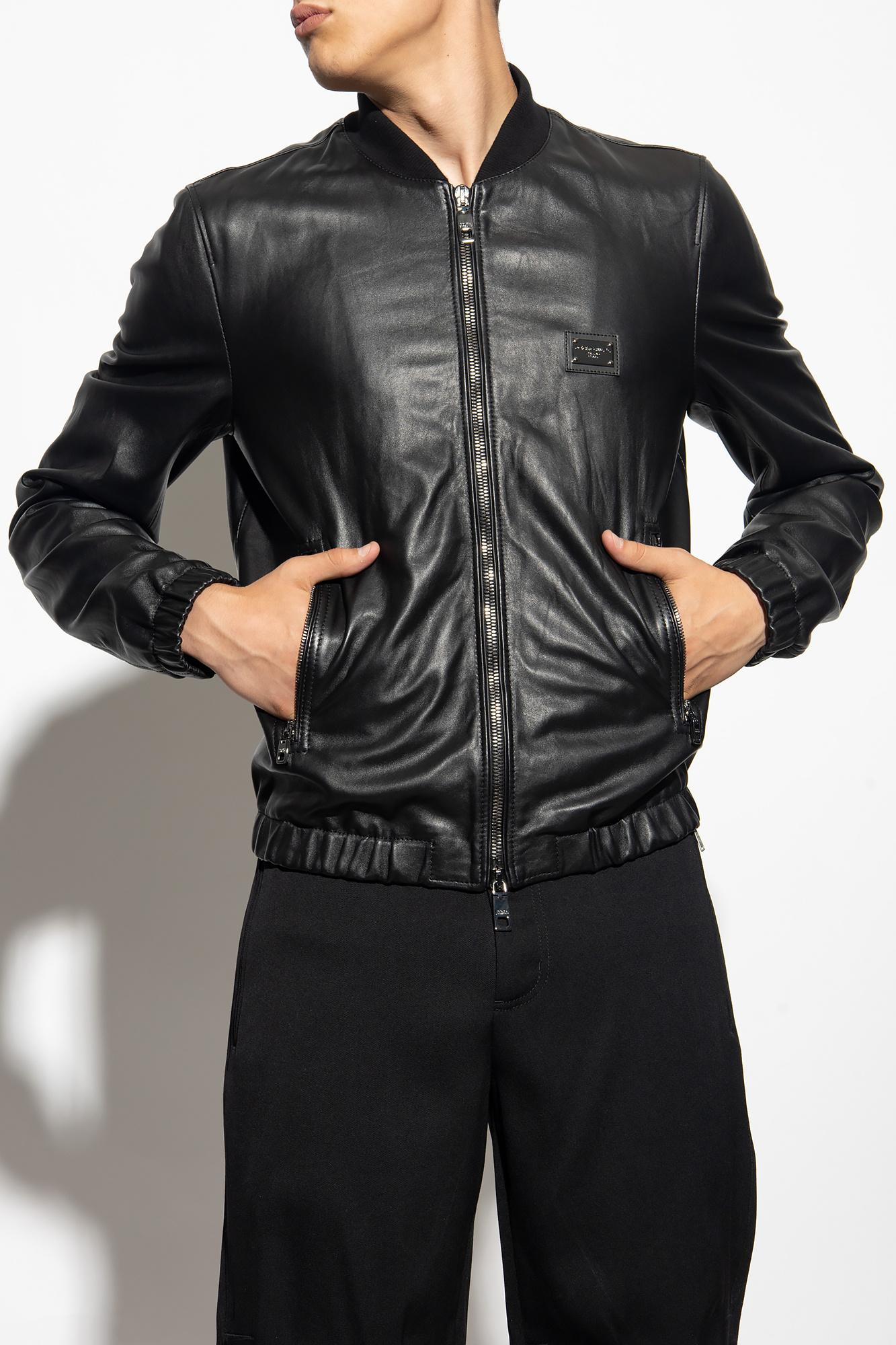 Dolce Gabbana Leather Jacket in Black for Men Lyst Canada