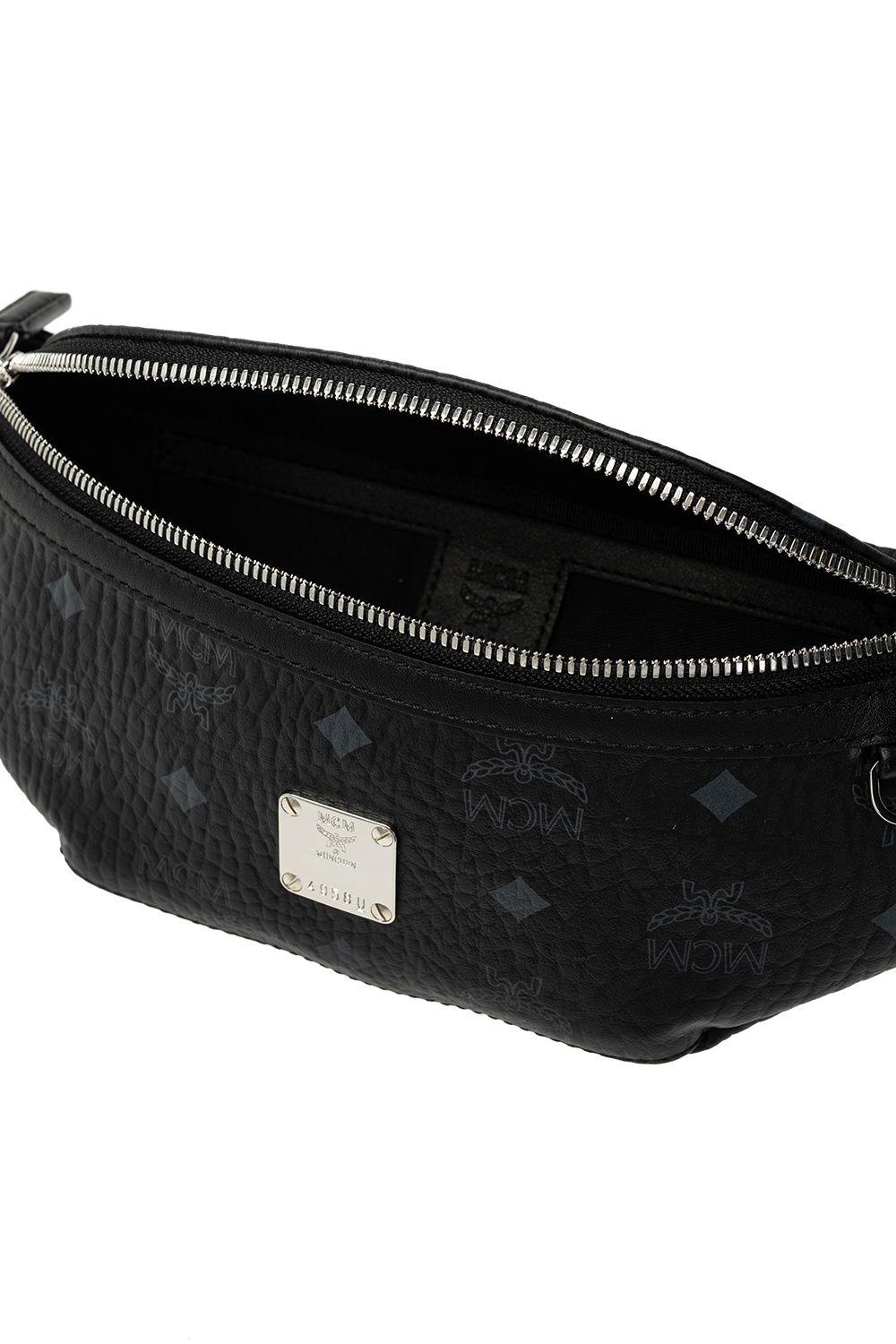 MCM Stark Belt Bag Visetos Medium Black in Coated Canvas with Silver  Cobalt-tone - US