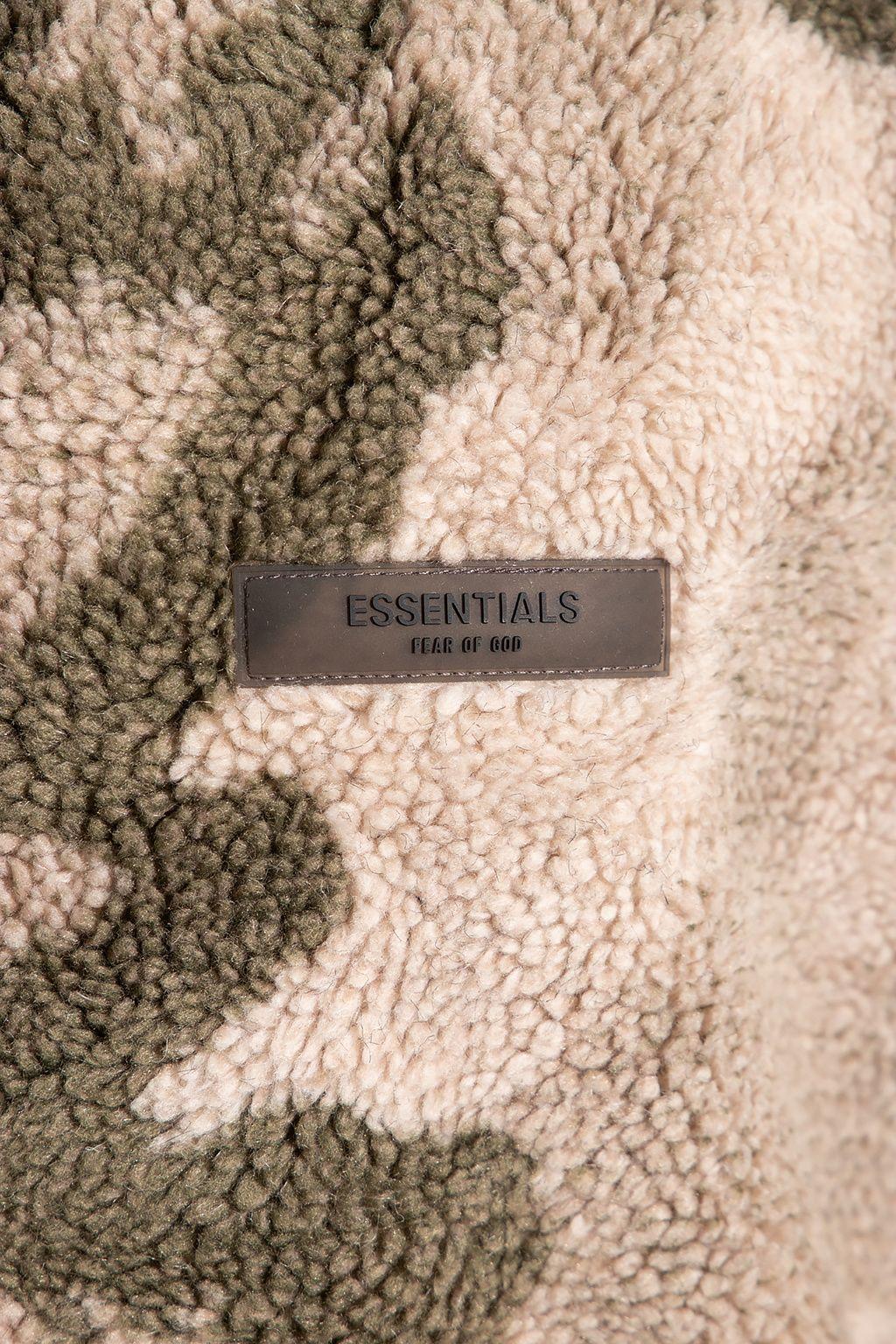 Fear of God ESSENTIALS Fleece Hoodie With Camo Pattern in Natural