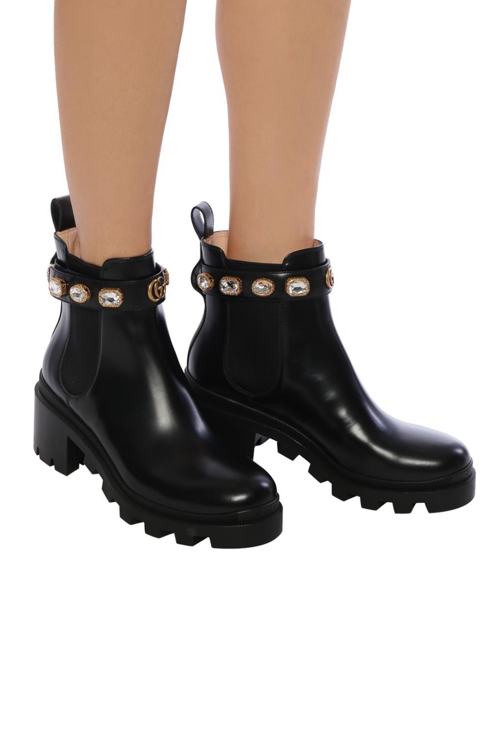 leather ankle boot with belt