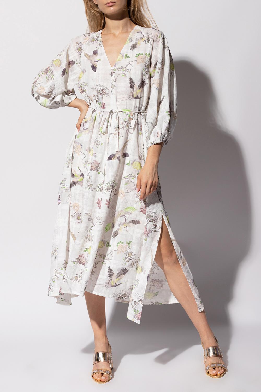 AllSaints Cotton 'joelle' Floral-motif Dress in White - Lyst