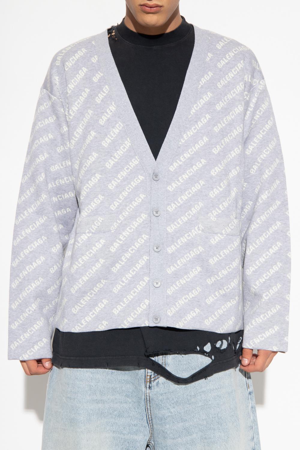 Balenciaga Cotton Cardigan With Logo in Grey (Gray) for Men | Lyst