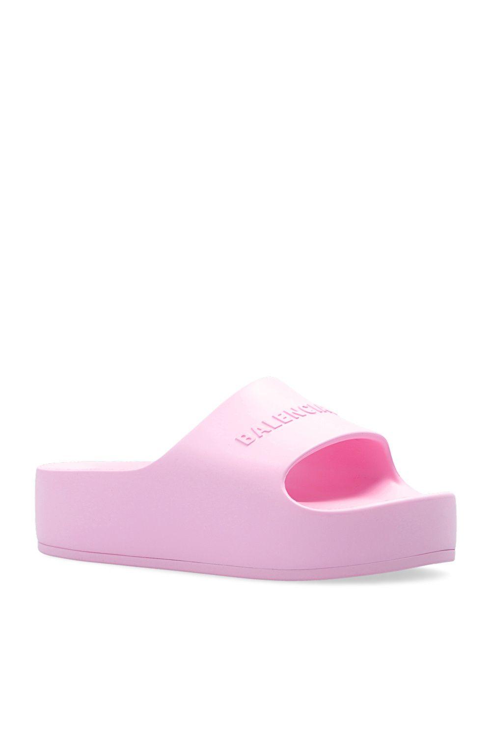 pink balenciaga platform slides
