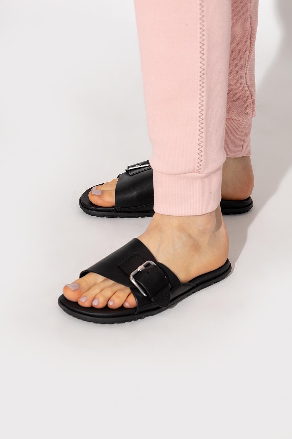 leather ugg slides