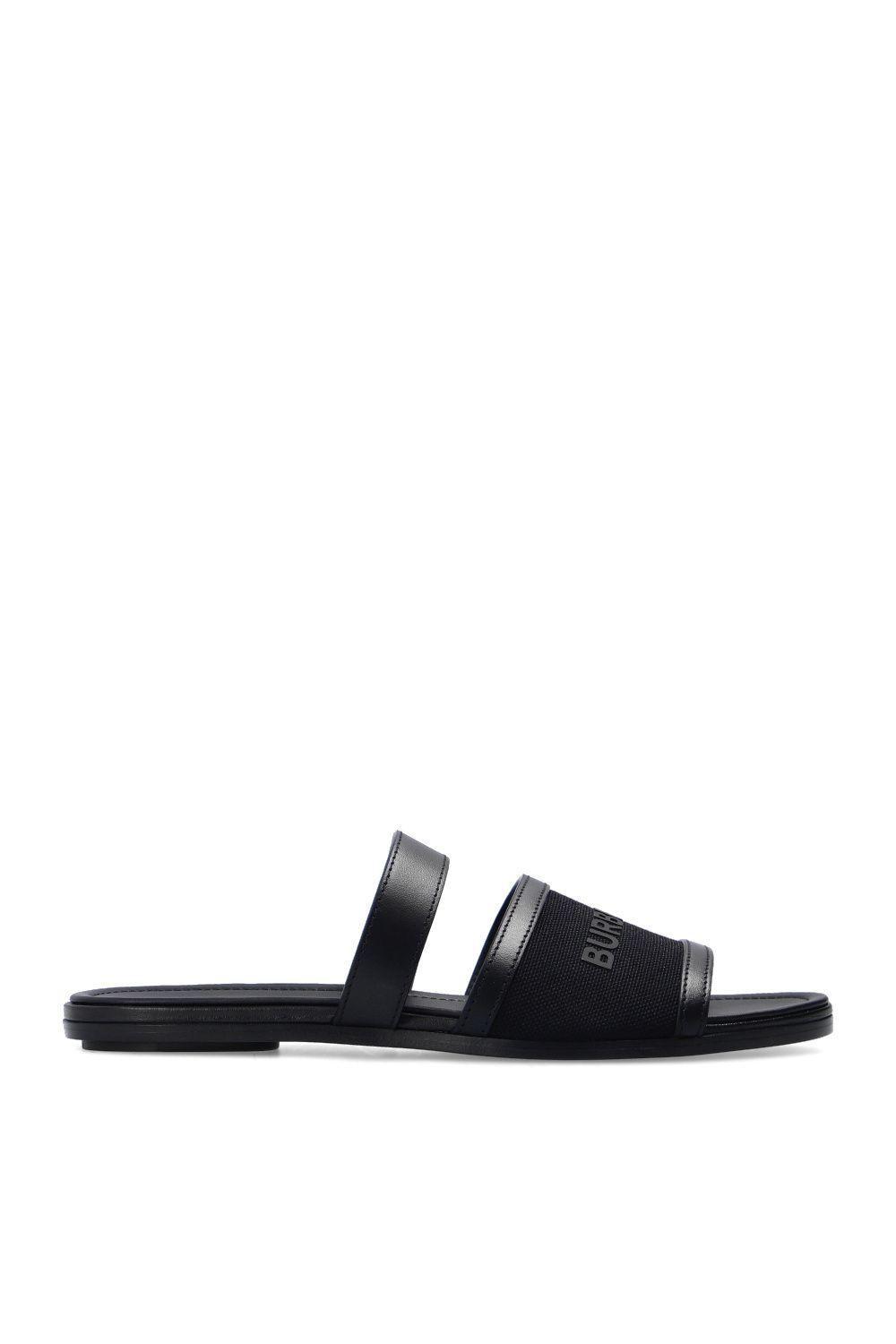 Burberry Slides With Logo in Black | Lyst