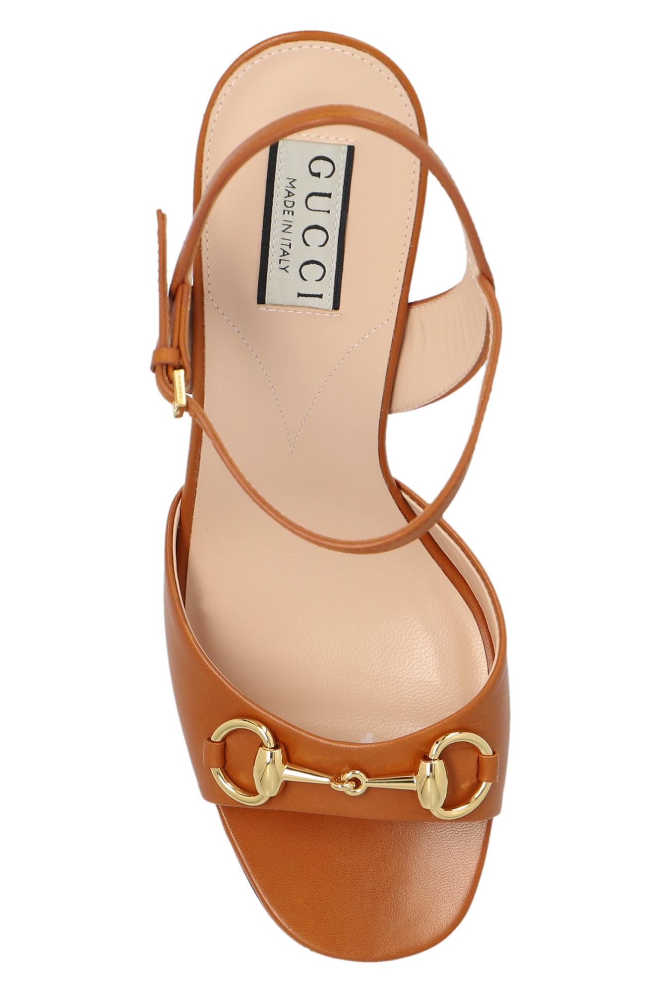 Gucci Leather Heeled Sandals in Brown Lyst UK