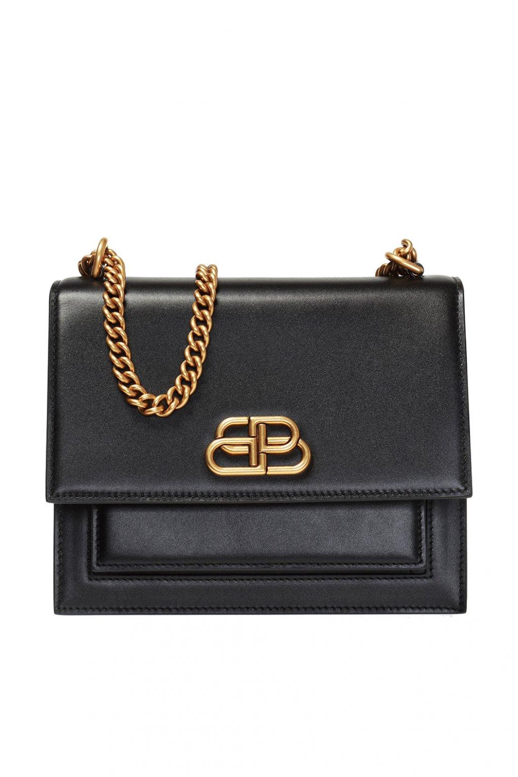 Balenciaga Leather 'sharp' Branded Shoulder Bag in Black - Lyst