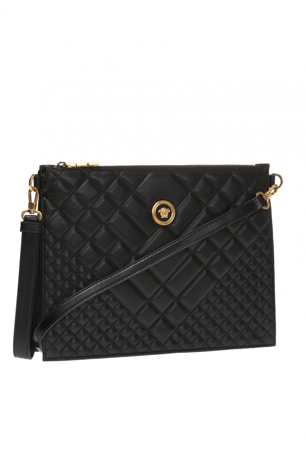 Versace Leather Medusa Head Quilted Shoulder Bag in Black Lyst