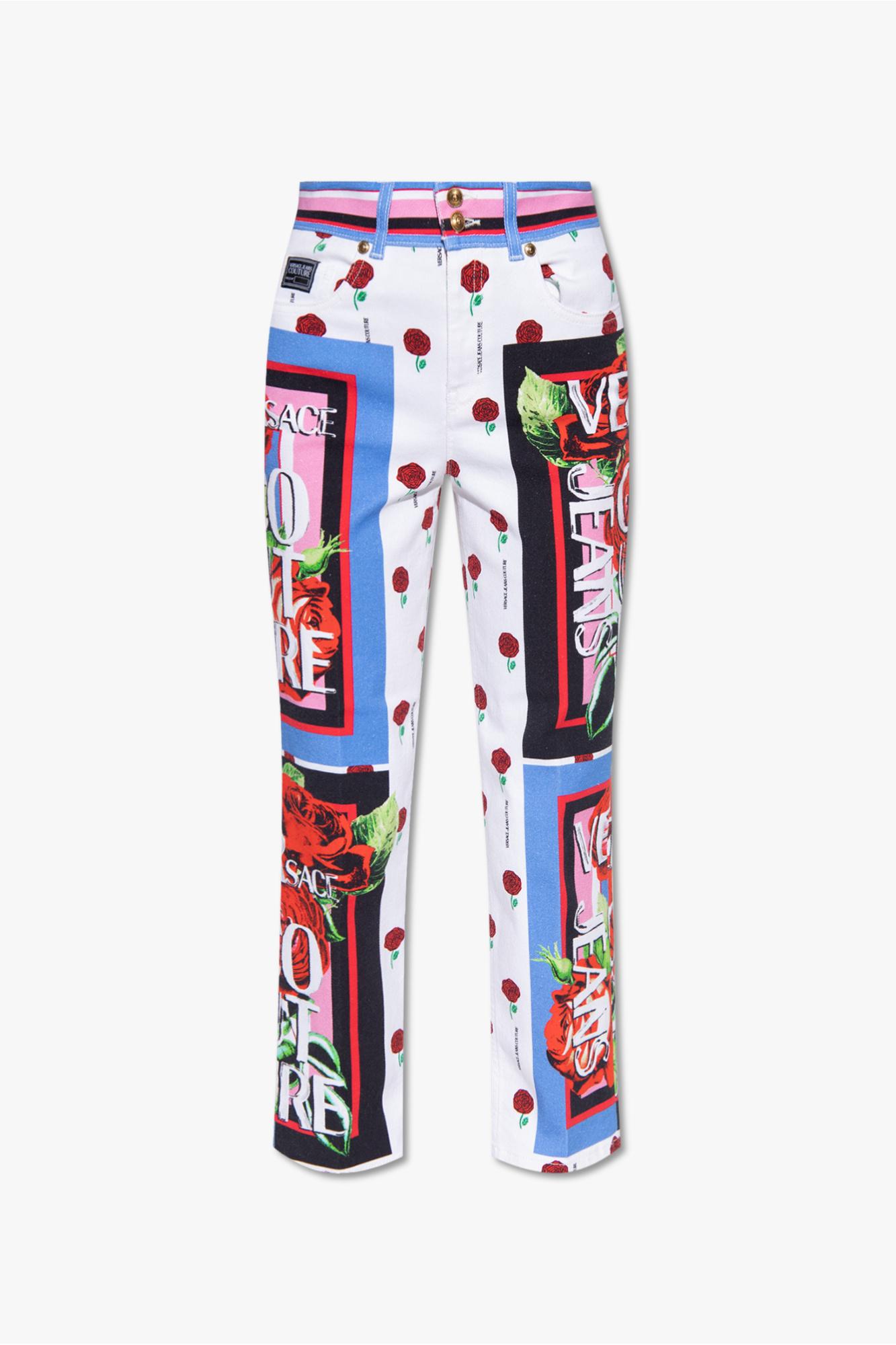 Versace Jeans Couture Patterned Jeans in White | Lyst Australia
