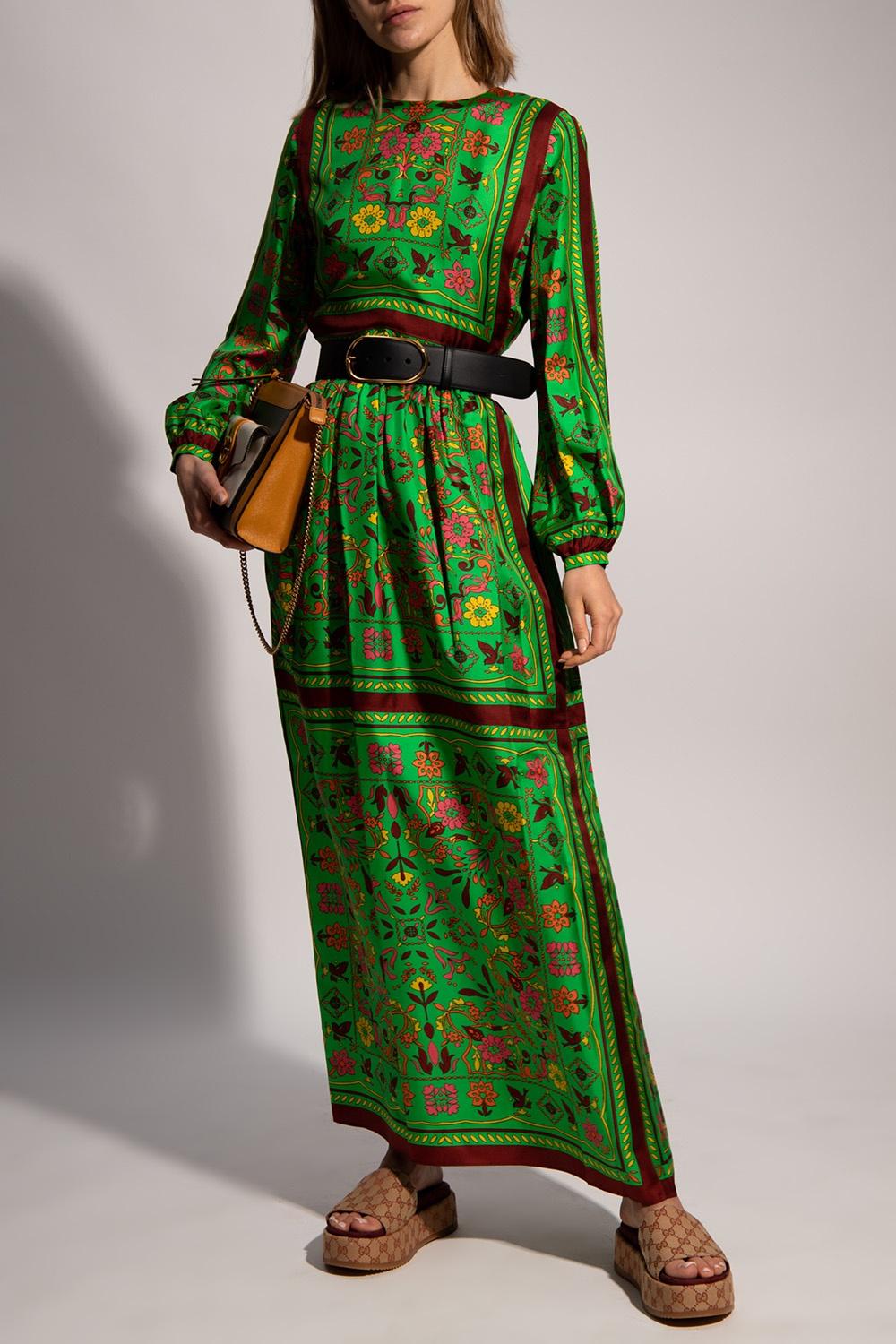 Tory Burch Silk Scarf Printed Long Dress Multicolour in Green | Lyst  Australia