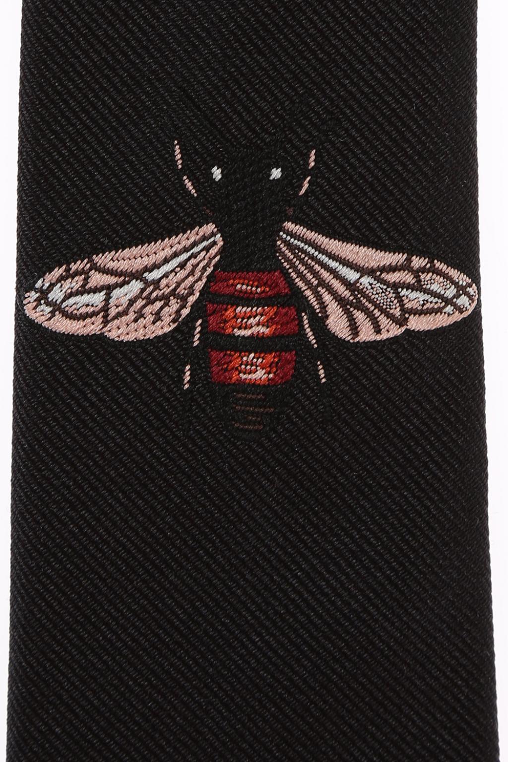 Gucci Silk Bee Motif Tie in Black for Men Lyst